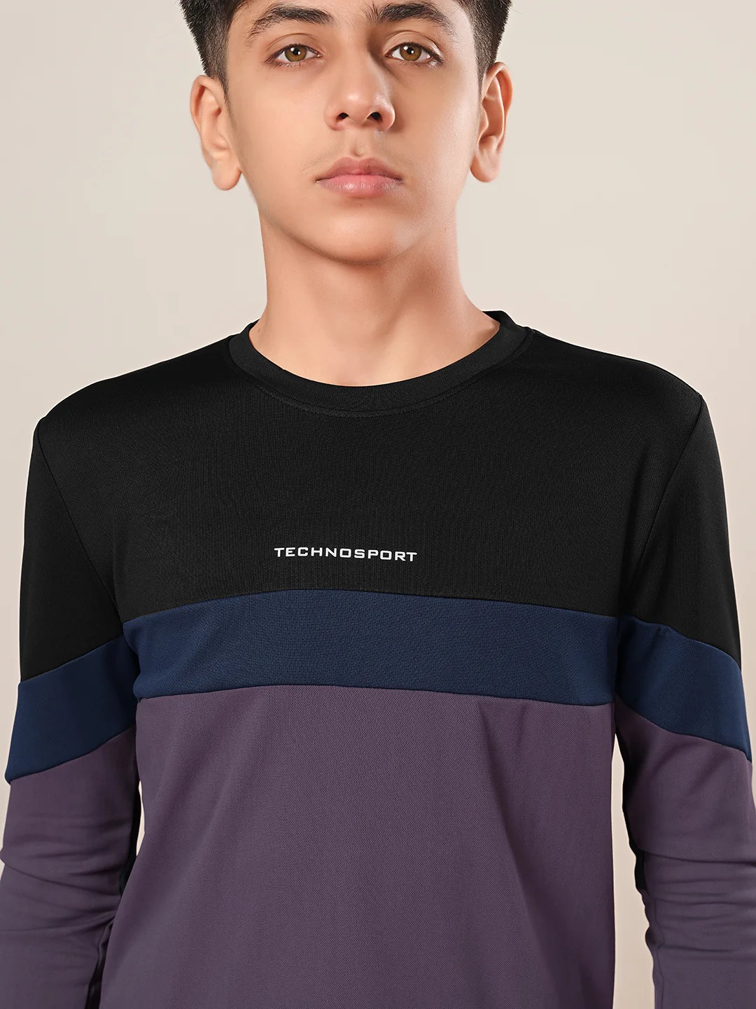 Boys Colorblock Slim Fit Round Neck Sports T-shirt with TECHNO DRY - Image 6