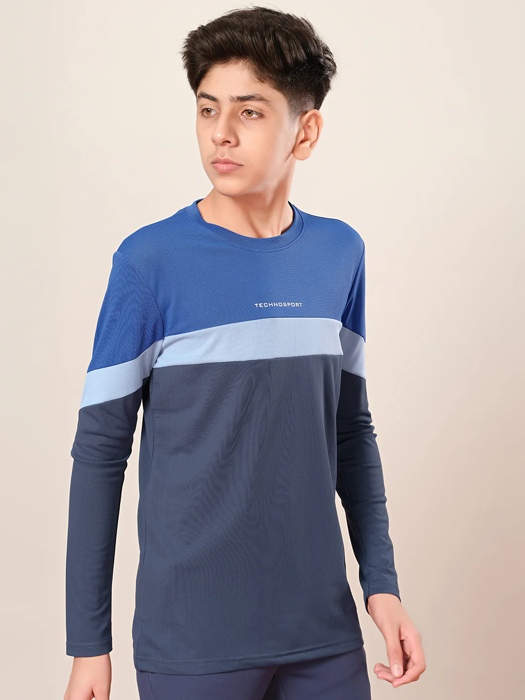 Boys Colorblock Slim Fit Round Neck Sports T-shirt with TECHNO DRY - Image 3