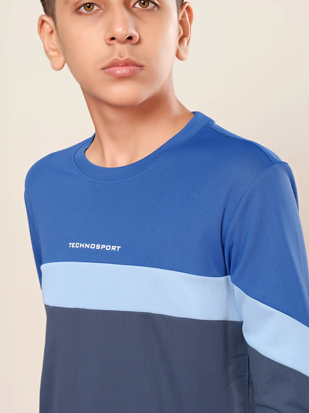 Boys Colorblock Slim Fit Round Neck Sports T-shirt with TECHNO DRY - Image 5