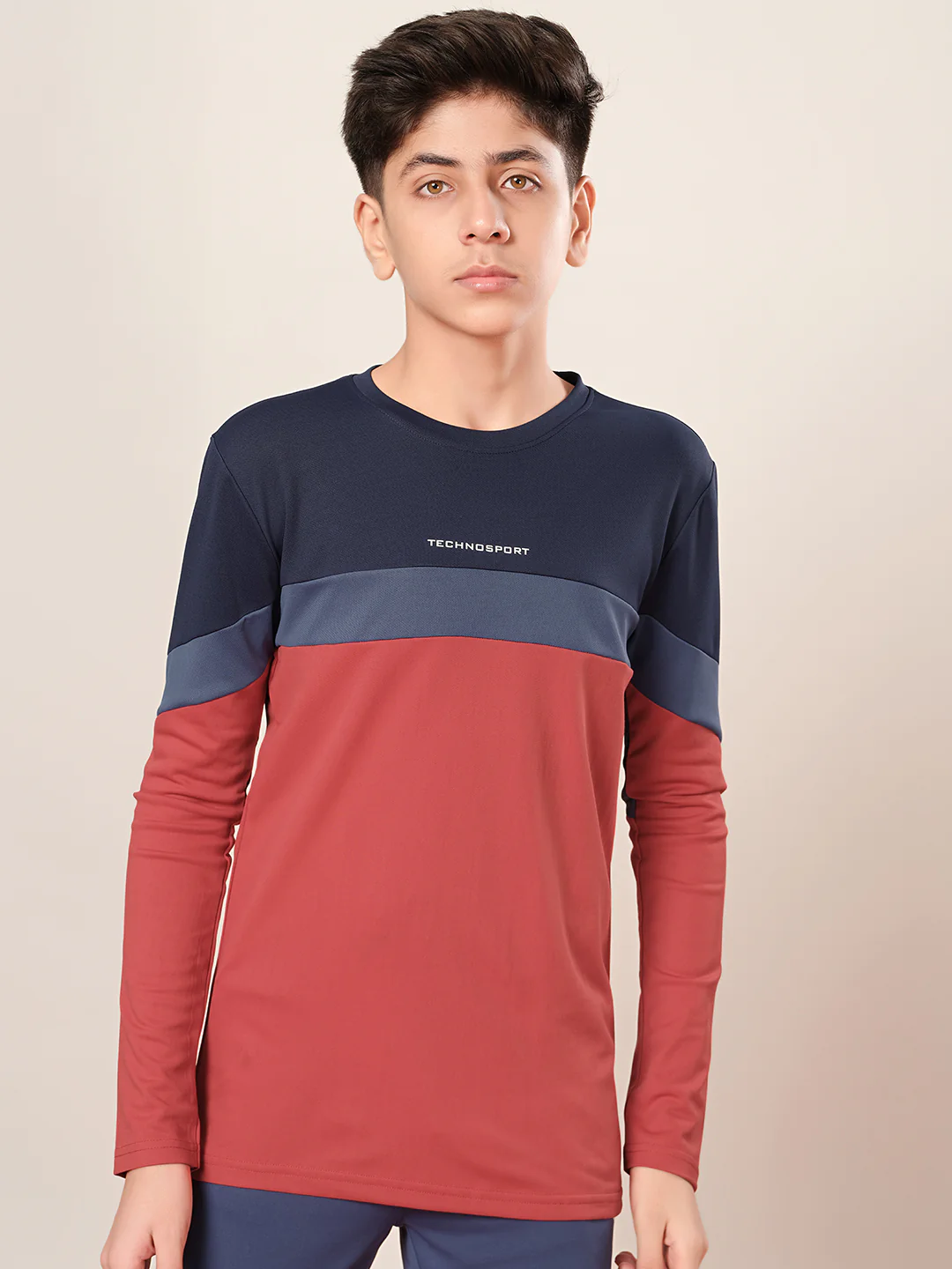 Boys Colorblock Slim Fit Round Neck Sports T-shirt with TECHNO DRY - Image 2