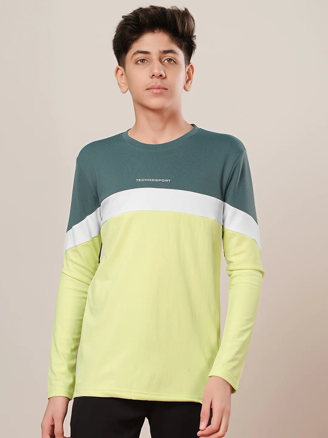 Boys Colorblock Slim Fit Round Neck Sports T-shirt with TECHNO DRY - Image 2
