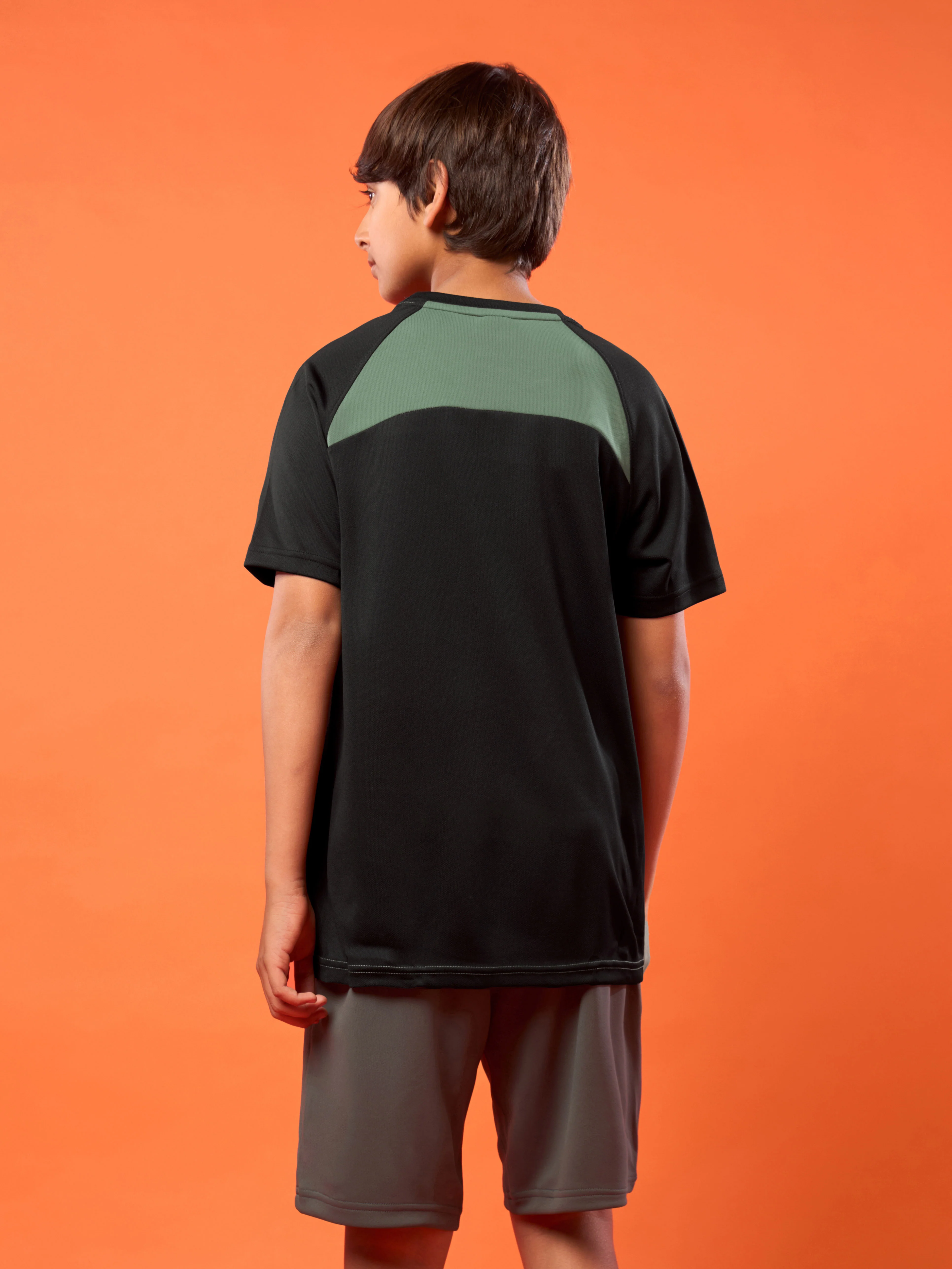 Boys Colorblock Slim Fit Round Neck T-shirt with DOUBLE COOL - Image 2