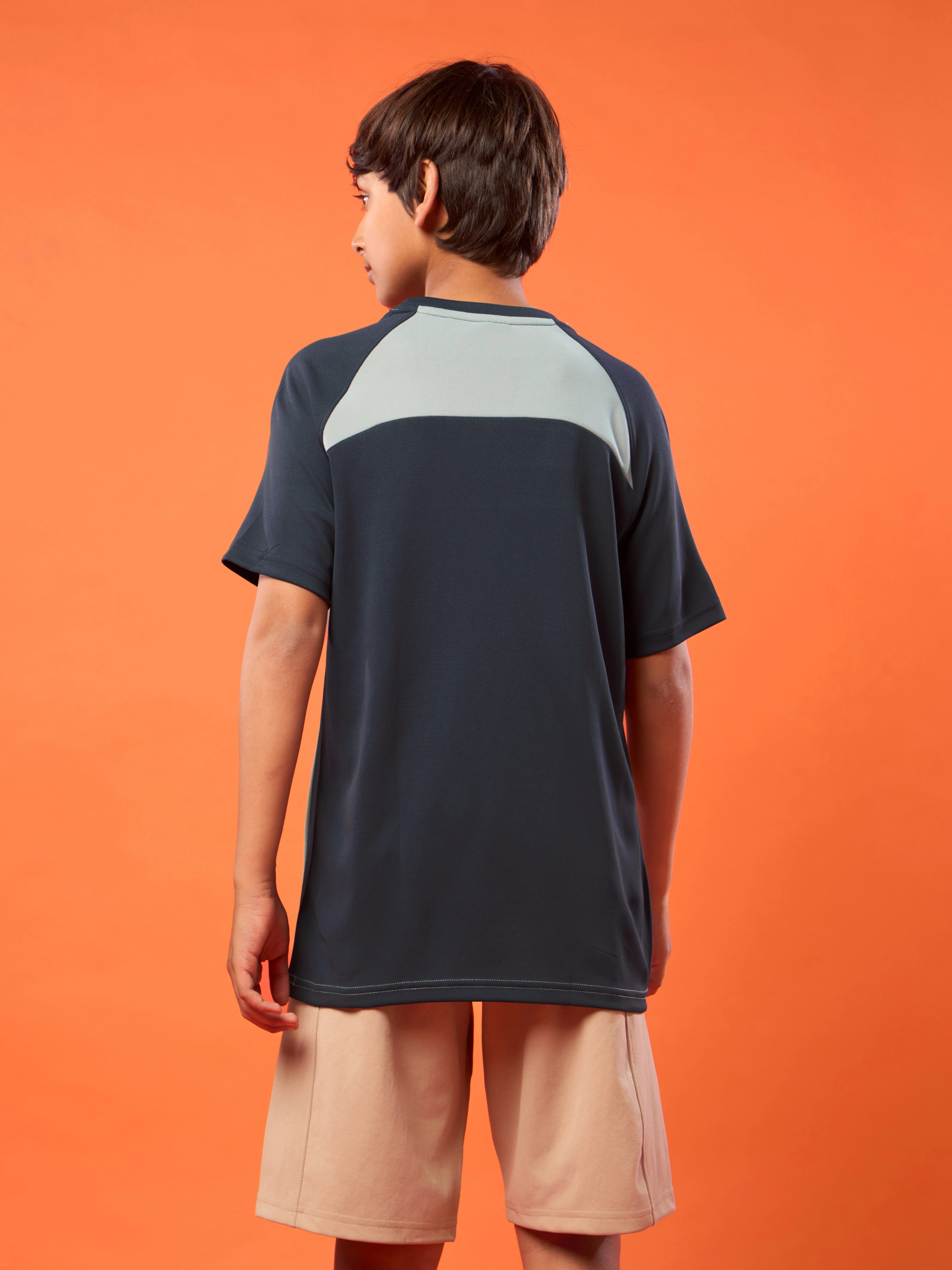 Boys Colorblock Slim Fit Round Neck T-shirt with DOUBLE COOL - Image 2