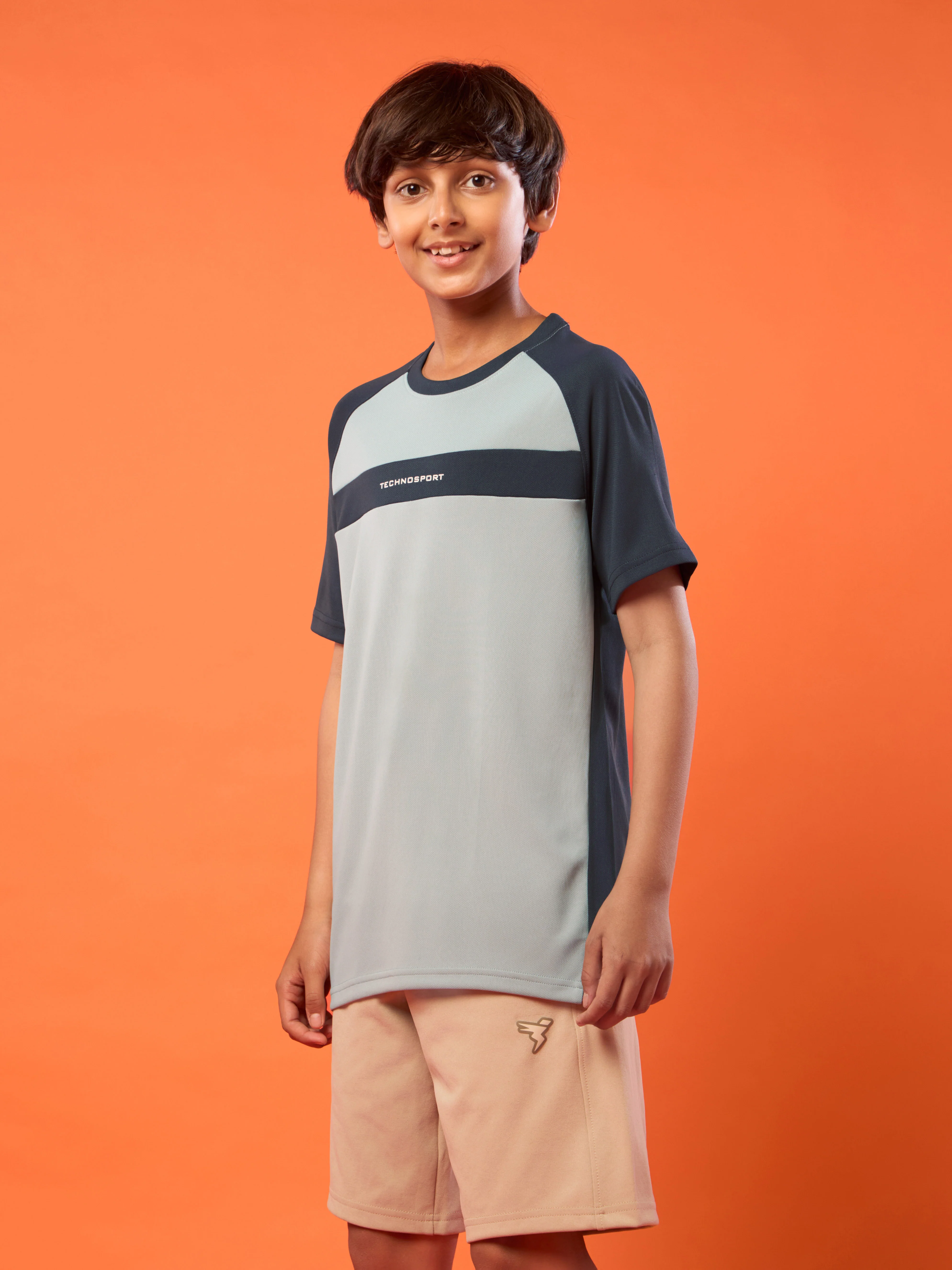 Boys Colorblock Slim Fit Round Neck T-shirt with DOUBLE COOL - Image 3