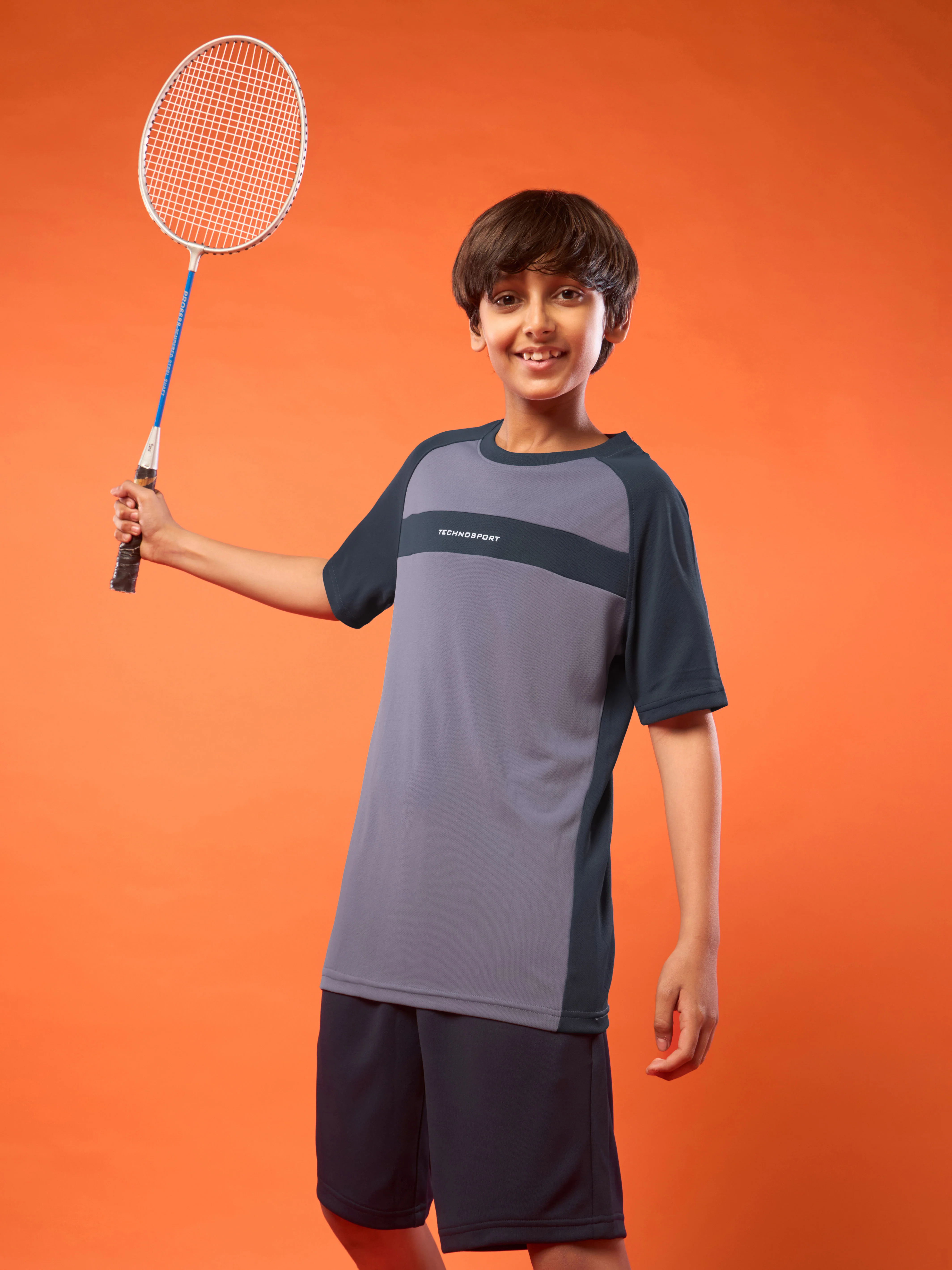 Boys Colorblock Slim Fit Round Neck T-shirt with DOUBLE COOL