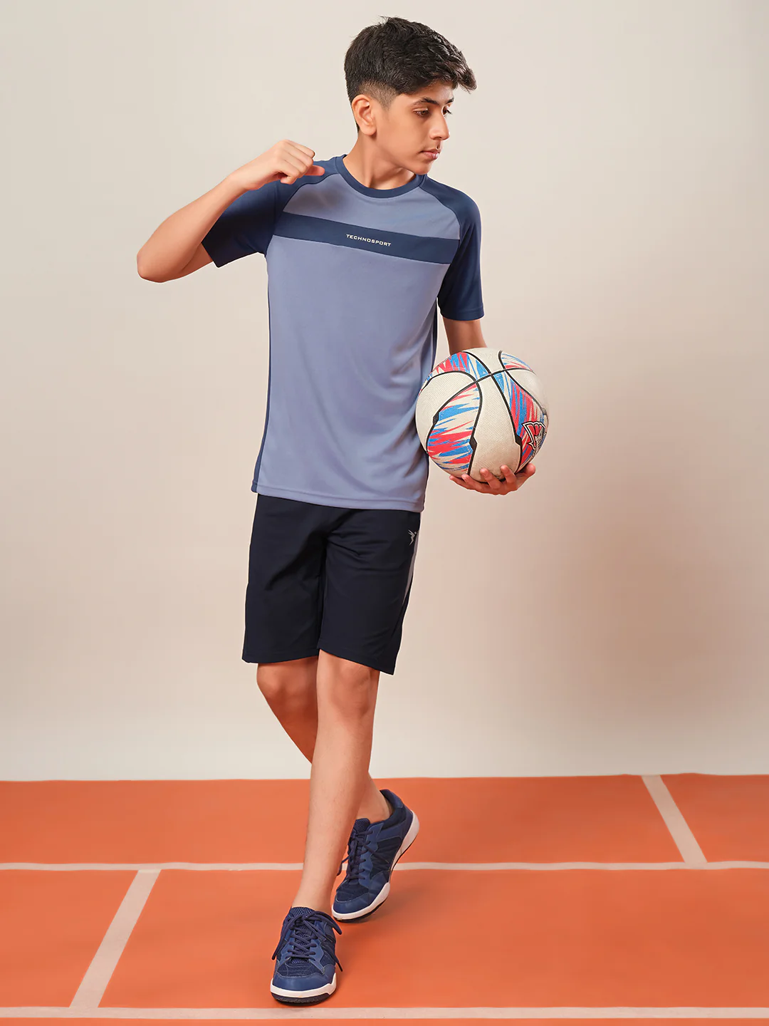 Boys Colorblock Slim Fit Round Neck T-shirt with DOUBLE COOL - Image 2