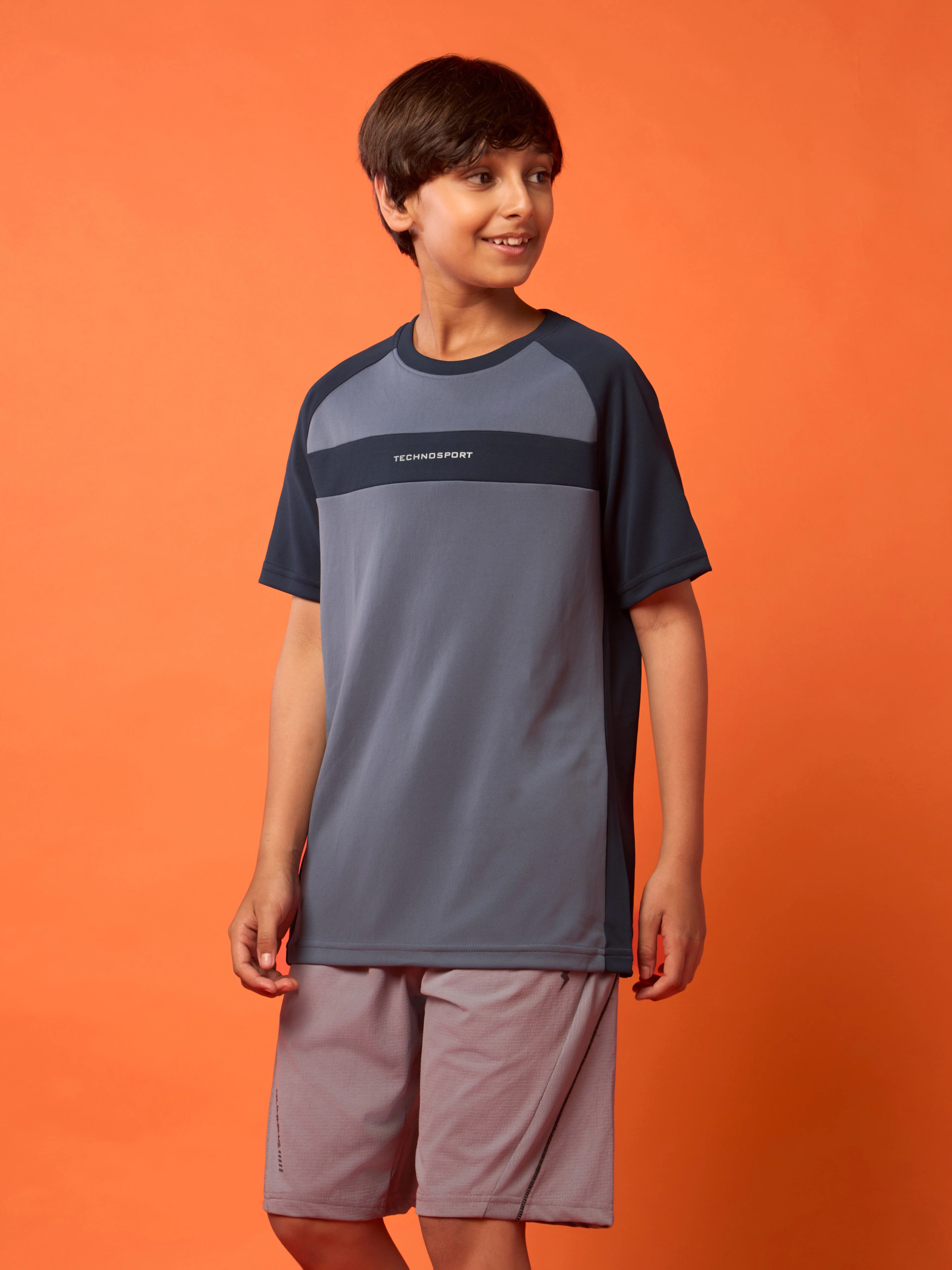 Boys Colorblock Slim Fit Round Neck T-shirt with DOUBLE COOL - Image 3