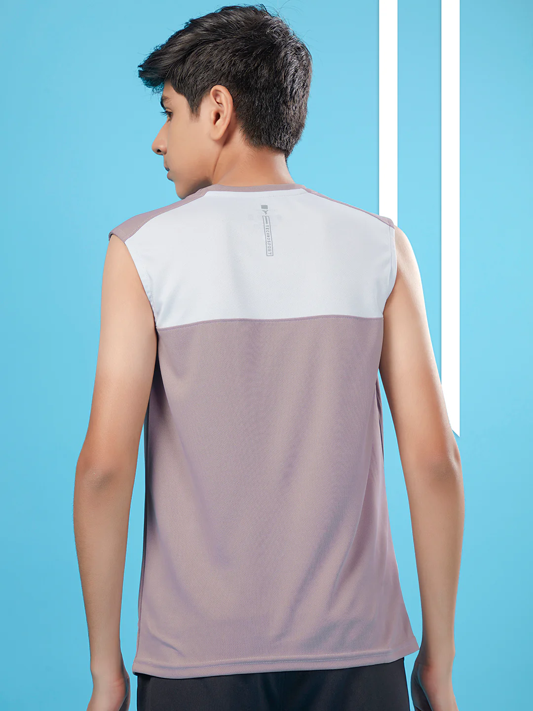 Boys Colorblock Slim Fit Round Neck T-shirt with TECHNO COOL+ - Image 3
