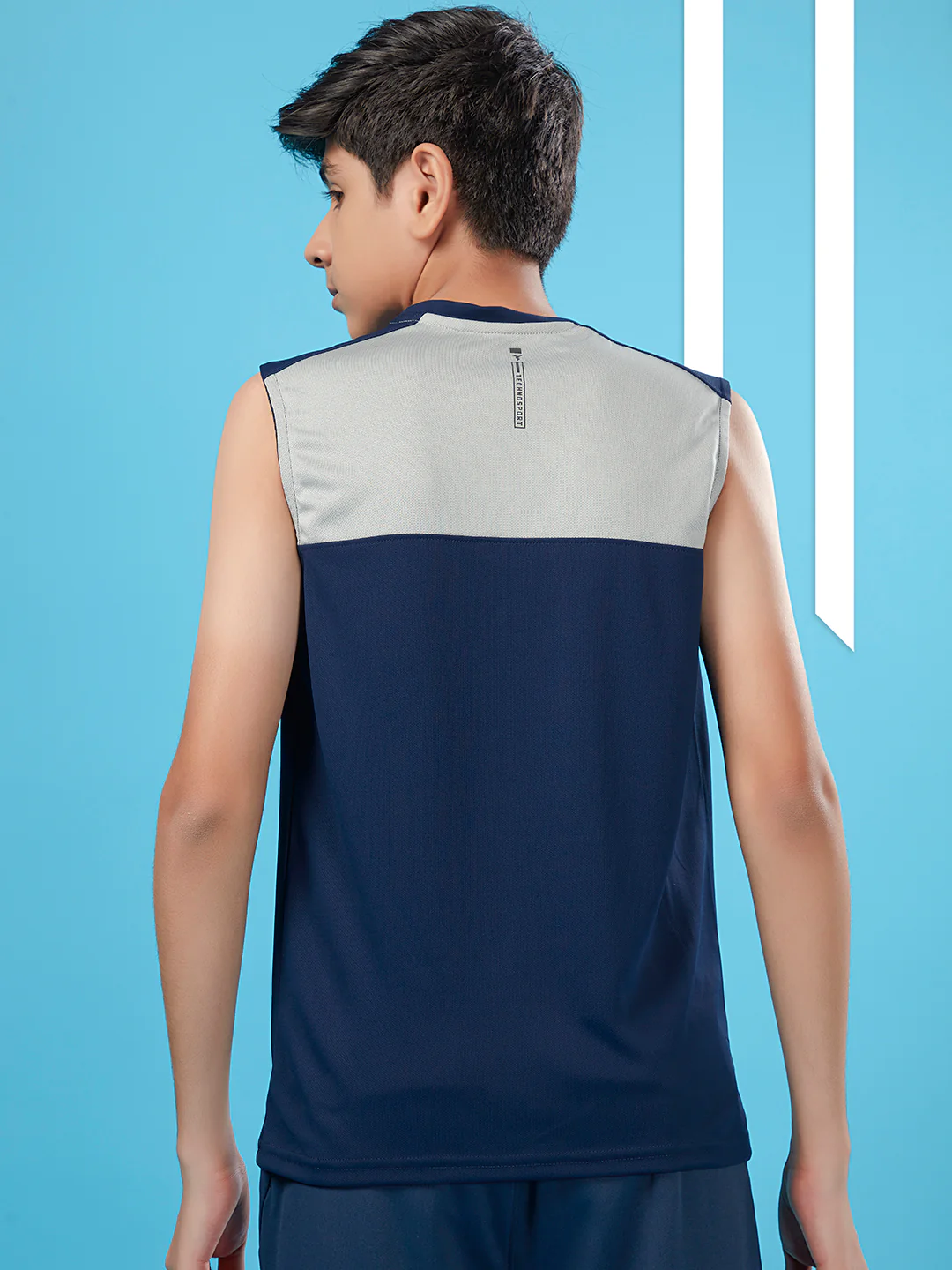 Boys Colorblock Slim Fit Round Neck T-shirt with TECHNO COOL+ - Image 3