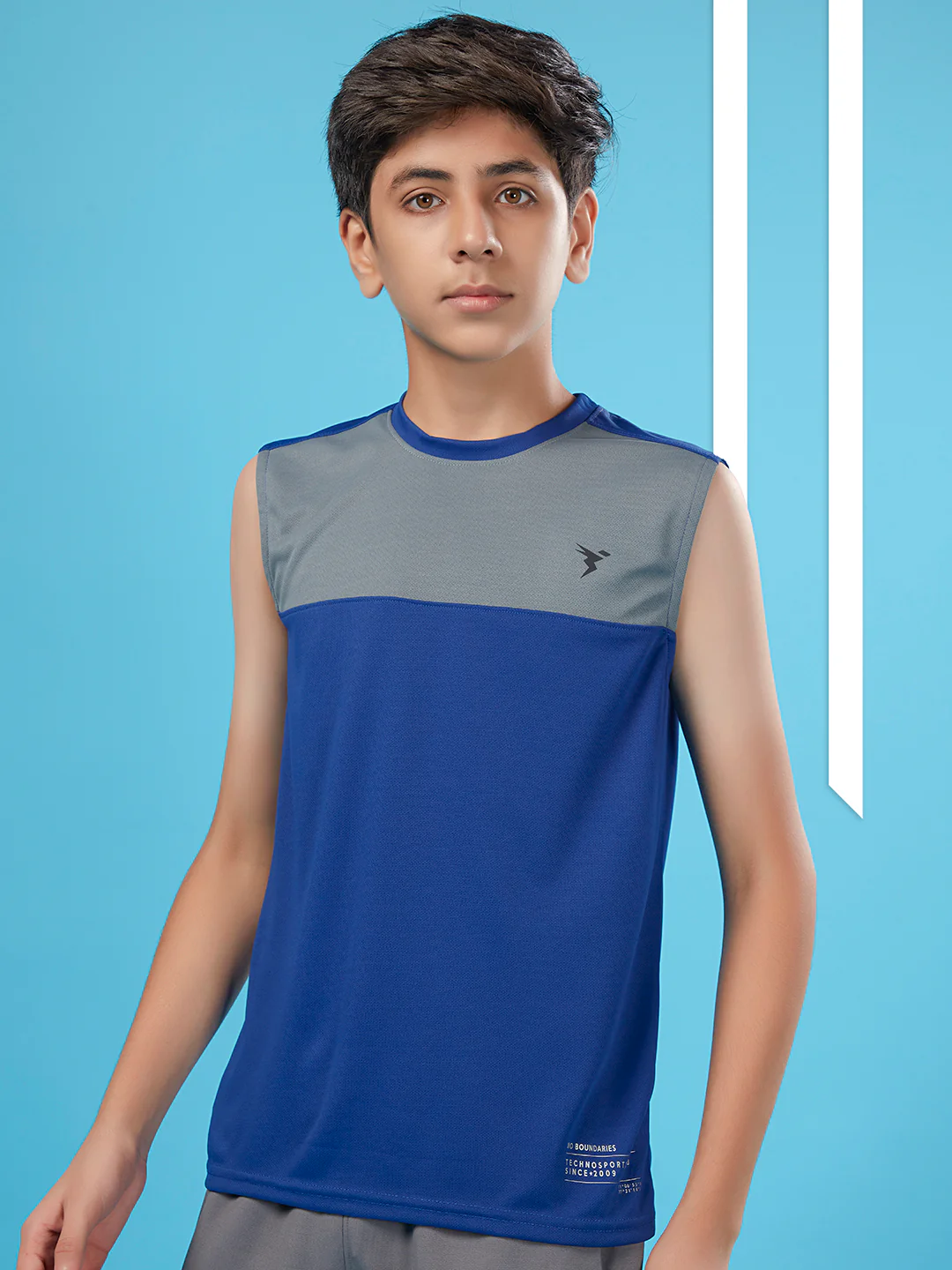 Boys Colorblock Slim Fit Round Neck T-shirt with TECHNO COOL+ - Image 3