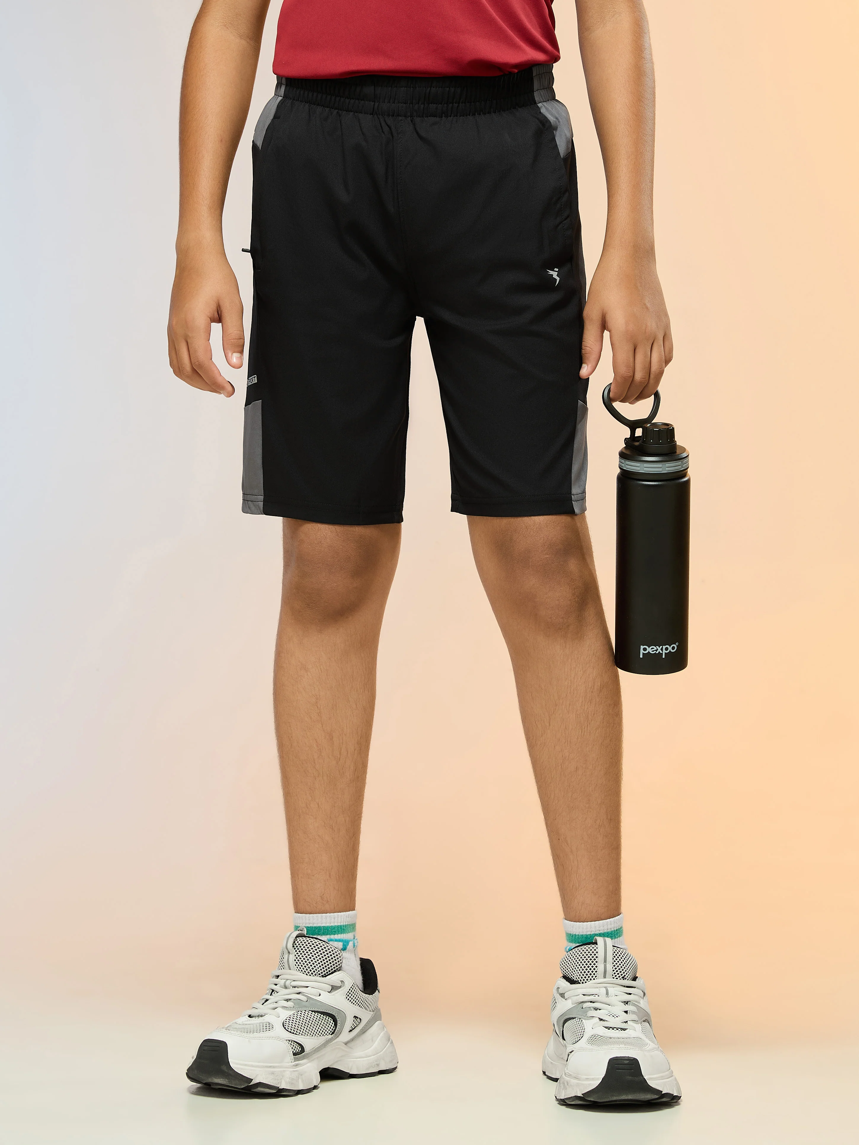 Boys Colorblock Slim Fit Sports Shorts with TS FLEXI