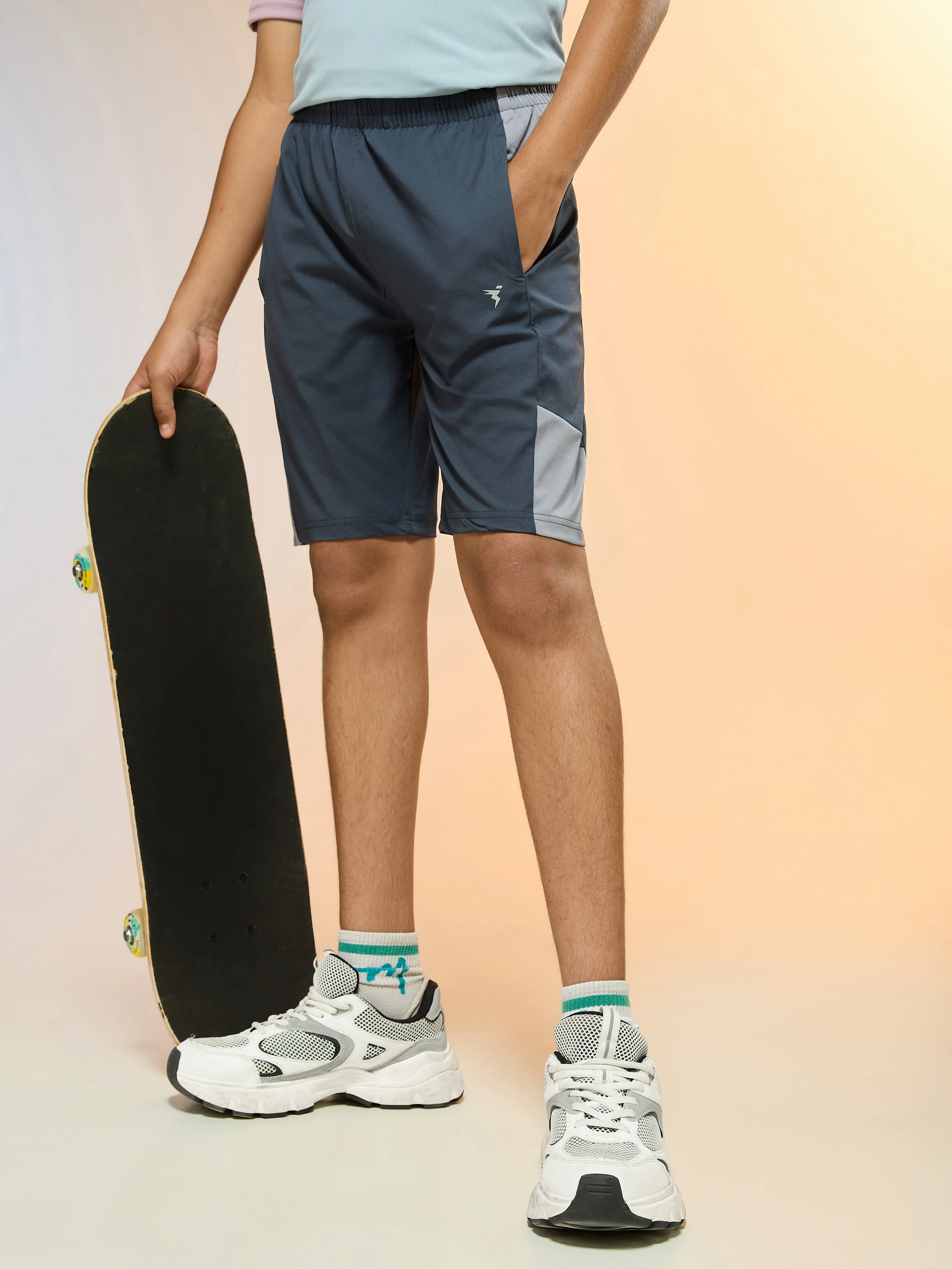Boys Colorblock Slim Fit Sports Shorts with TS FLEXI