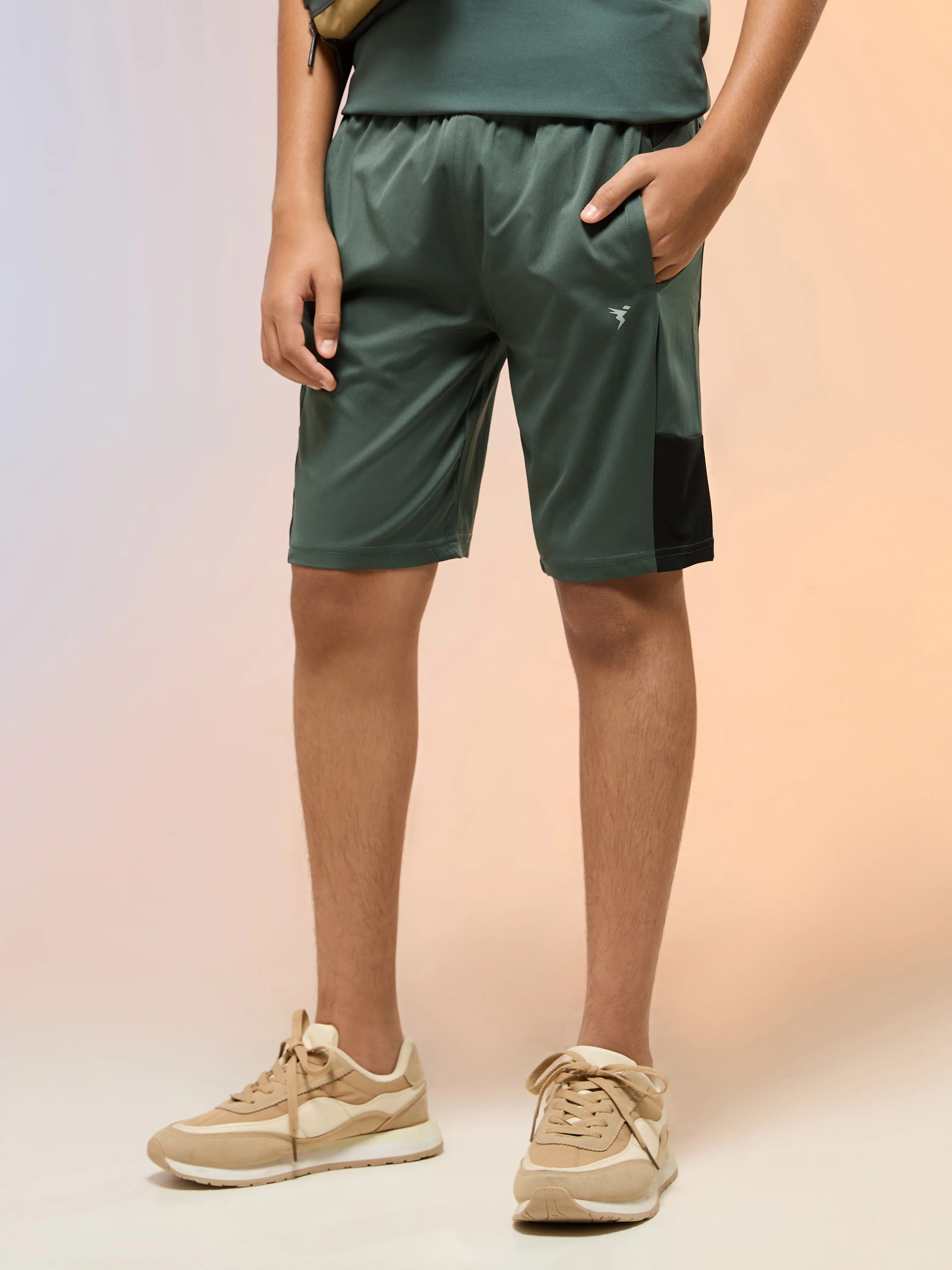 Boys Colorblock Slim Fit Sports Shorts with TS FLEXI