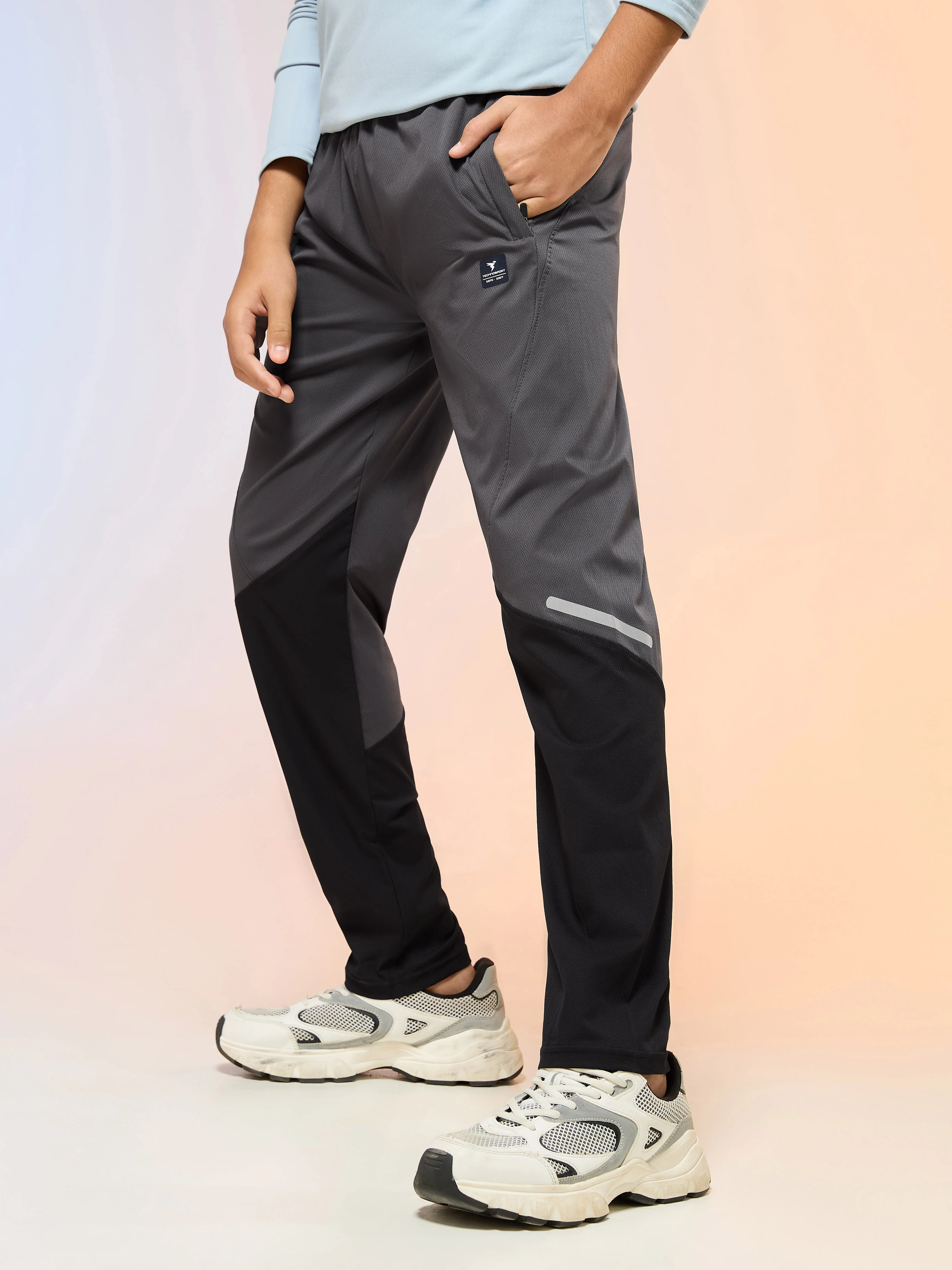 Boys Colorblock Slim Fit Sports Trackpants with TS LYTRA