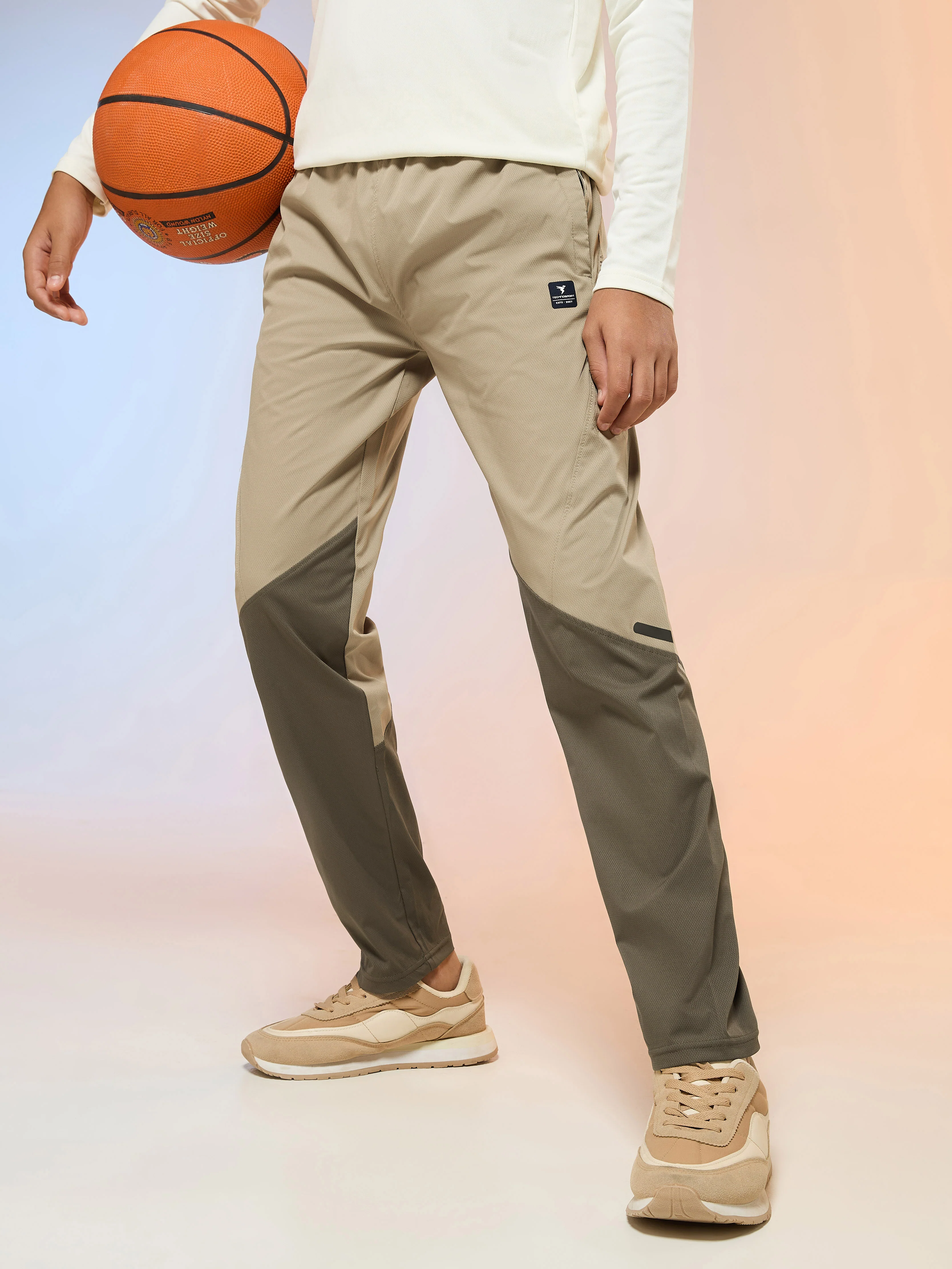 Boys Colorblock Slim Fit Sports Trackpants with TS LYTRA