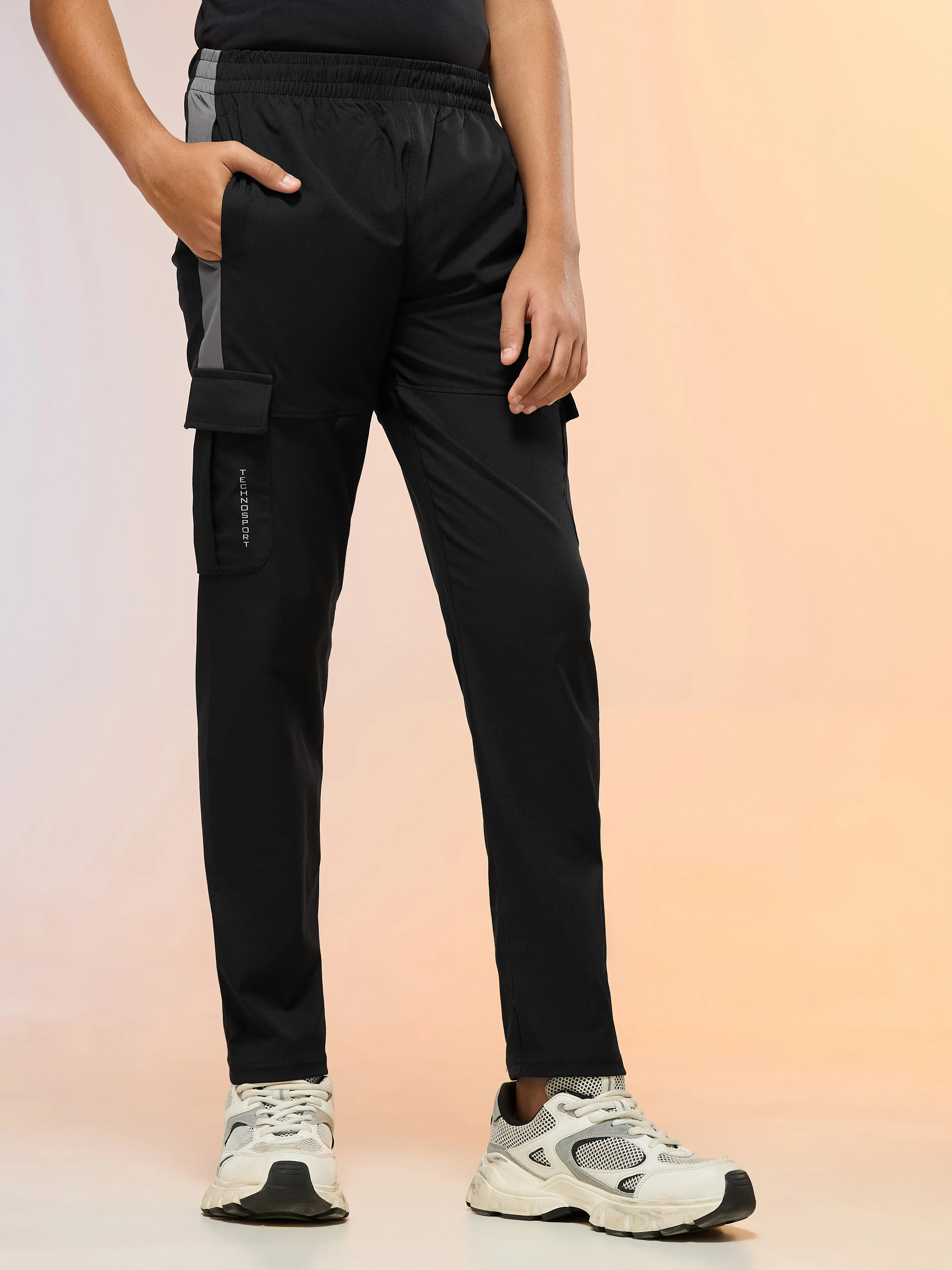 Boys Colorblock Straight Fit Sports Cargo Trackpants with TS FLEXI - Image 4