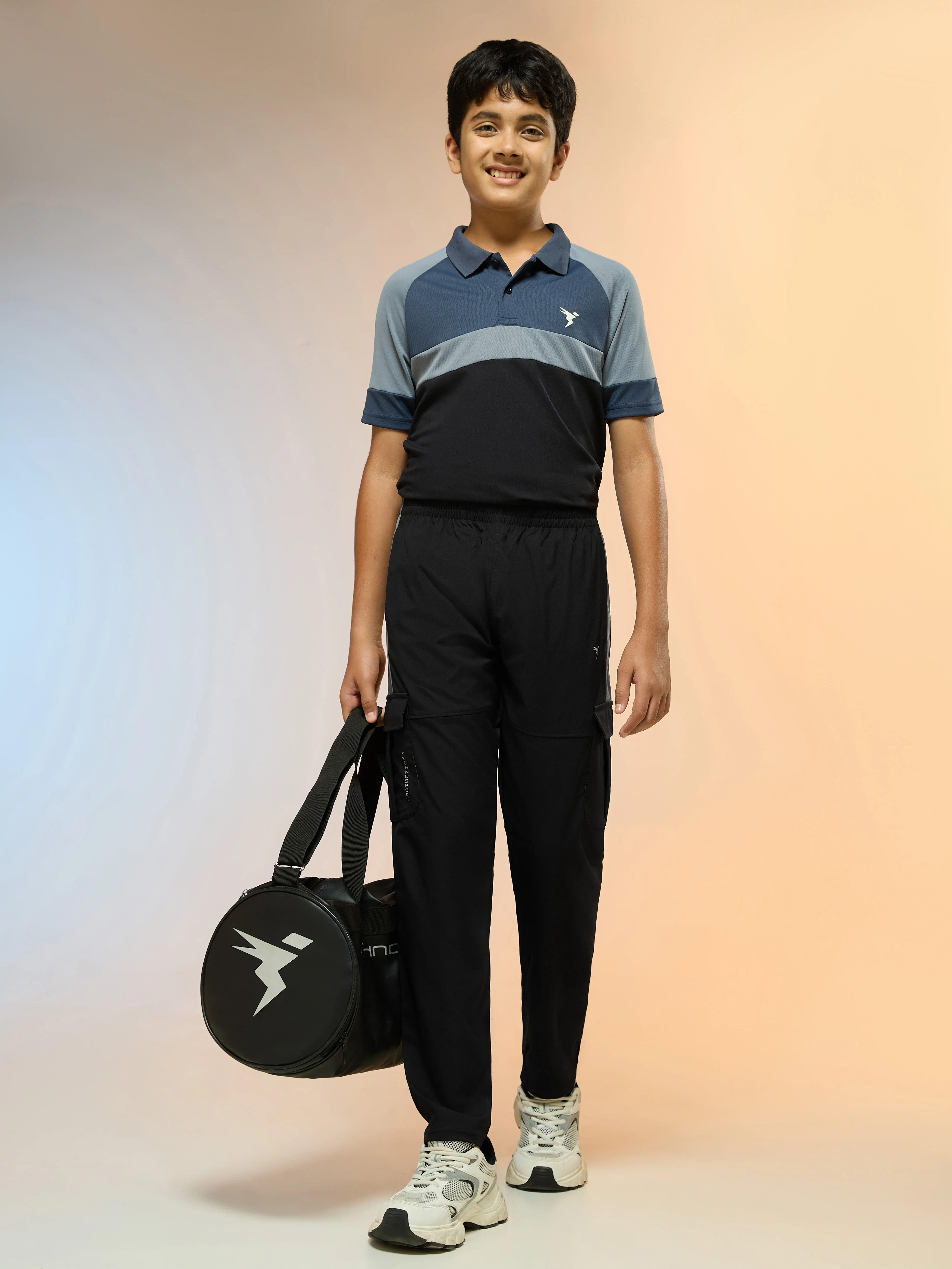 Boys Colorblock Straight Fit Sports Cargo Trackpants with TS FLEXI - Image 5