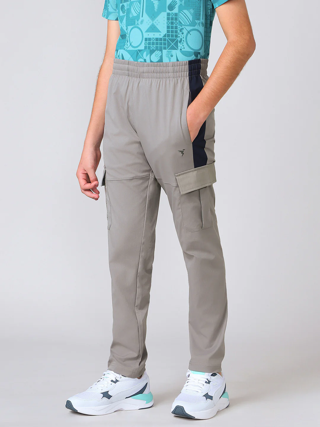 Boys Colorblock Straight Fit Sports Cargo Trackpants with TS FLEXI - Image 4