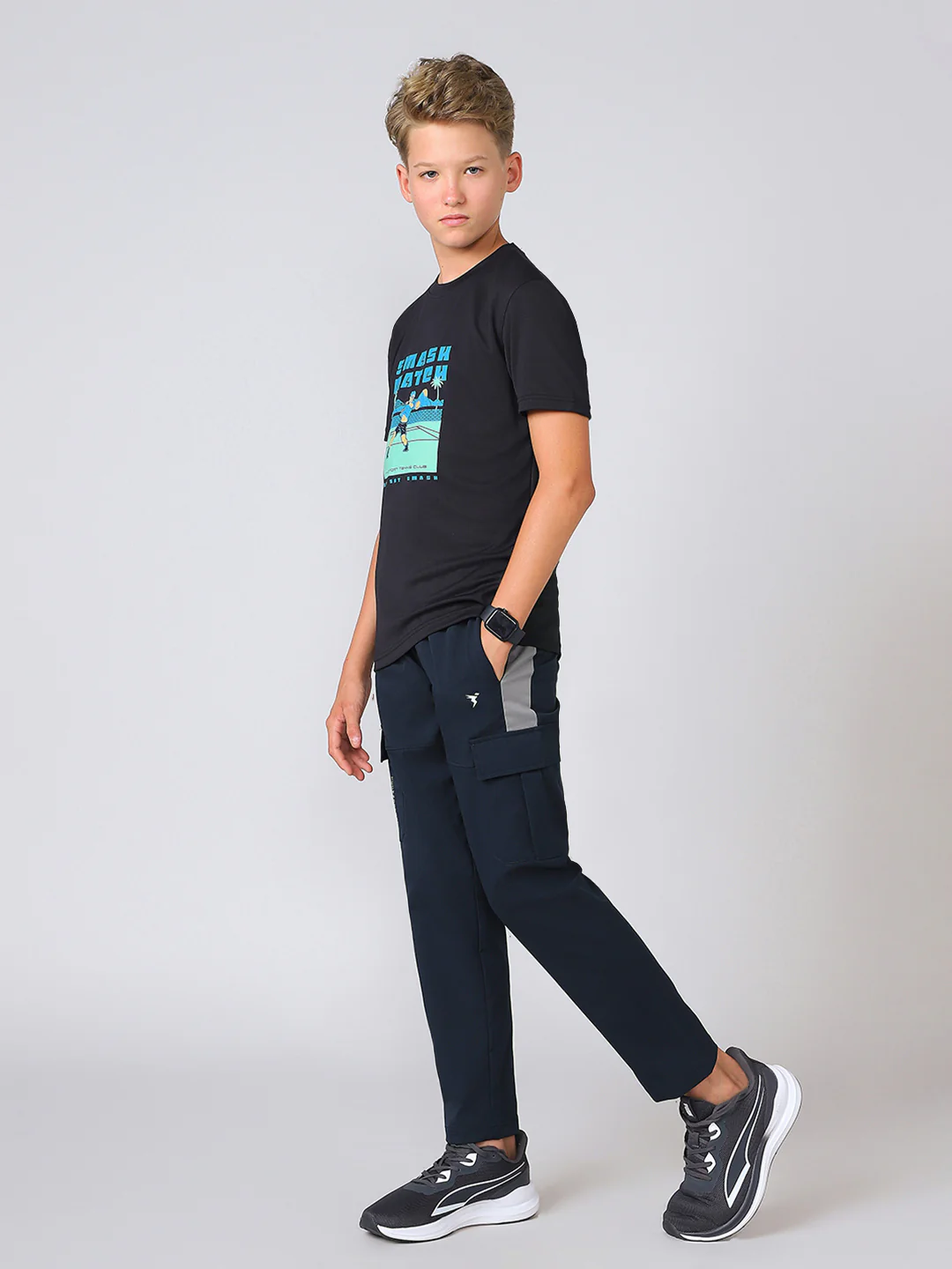 Boys Colorblock Straight Fit Sports Cargo Trackpants with TS FLEXI - Image 5