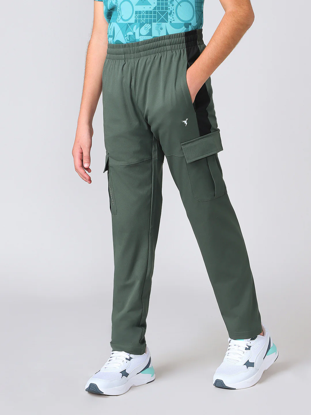 Boys Colorblock Straight Fit Sports Cargo Trackpants with TS FLEXI - Image 4