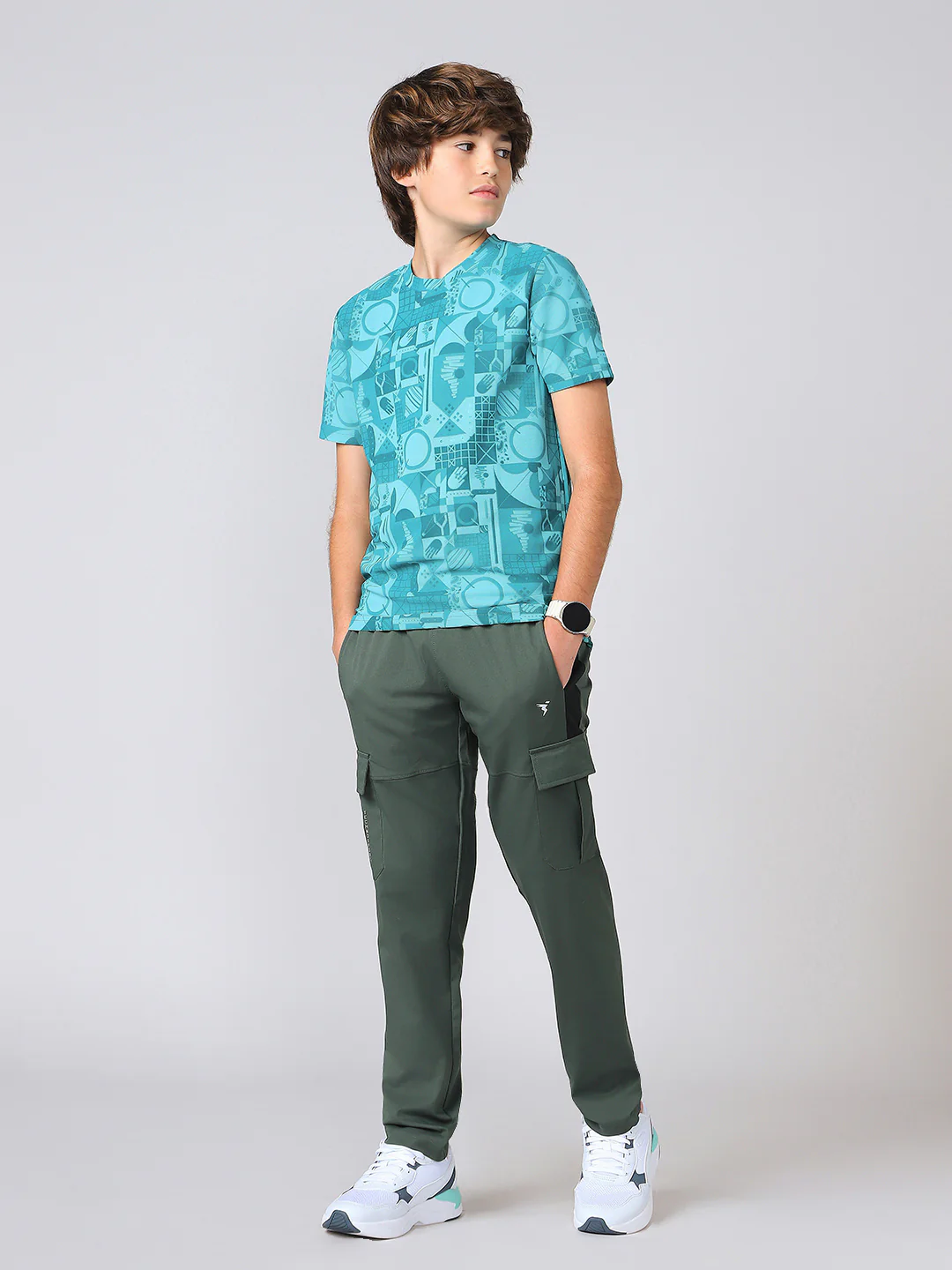 Boys Colorblock Straight Fit Sports Cargo Trackpants with TS FLEXI - Image 5