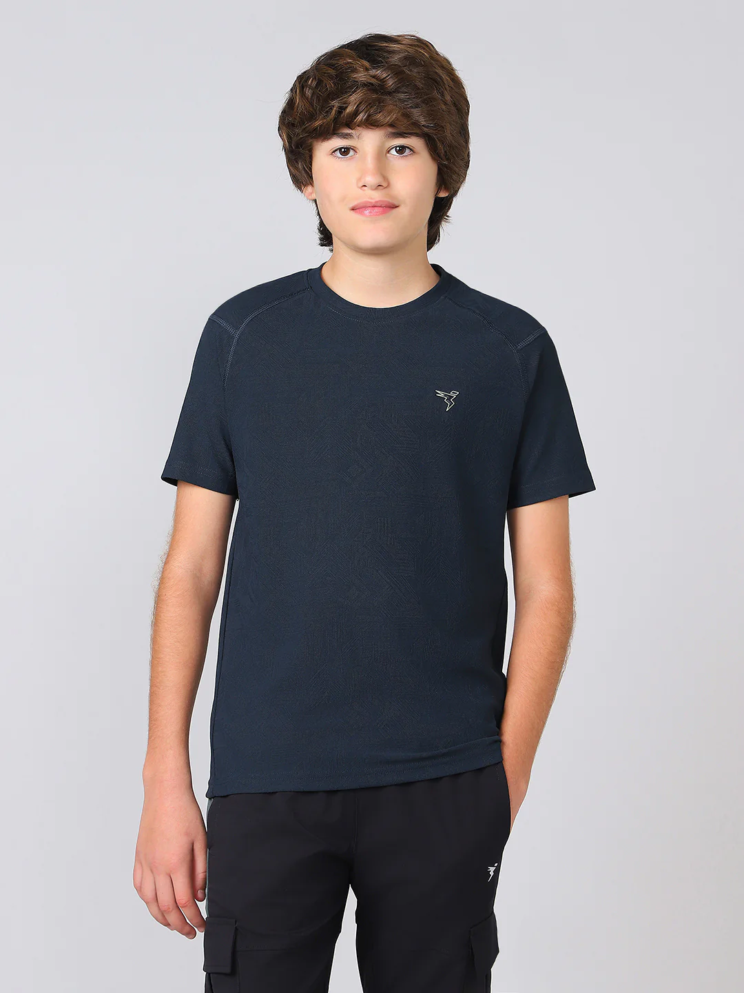 Boys Solid Slim Fit Crew Neck Sports T-shirt with MATPIQ - Image 2
