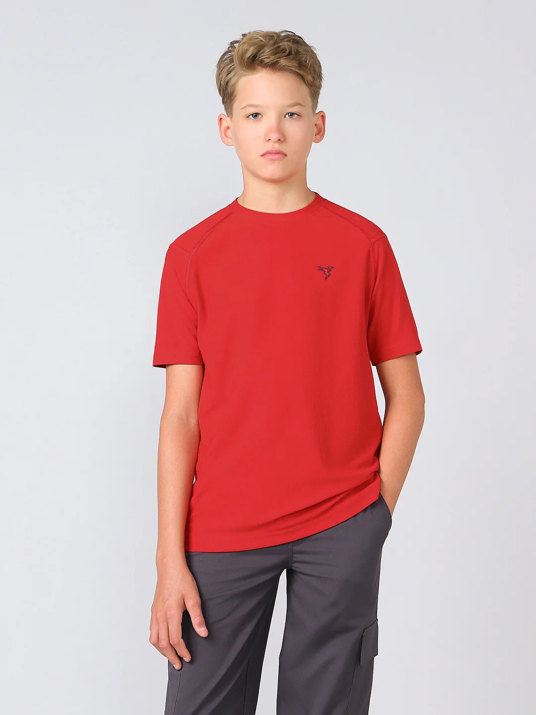 Boys Solid Slim Fit Crew Neck Sports T-shirt with MATPIQ - Image 2