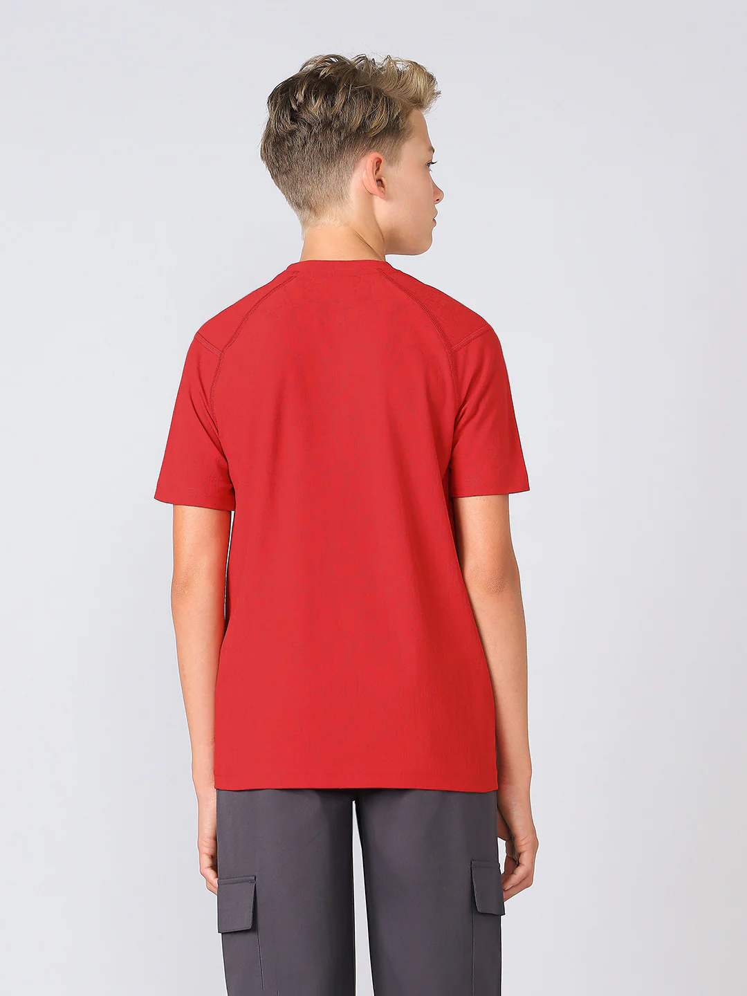 Boys Solid Slim Fit Crew Neck Sports T-shirt with MATPIQ - Image 3