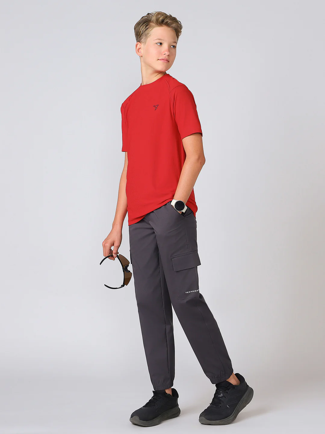 Boys Solid Slim Fit Crew Neck Sports T-shirt with MATPIQ - Image 5
