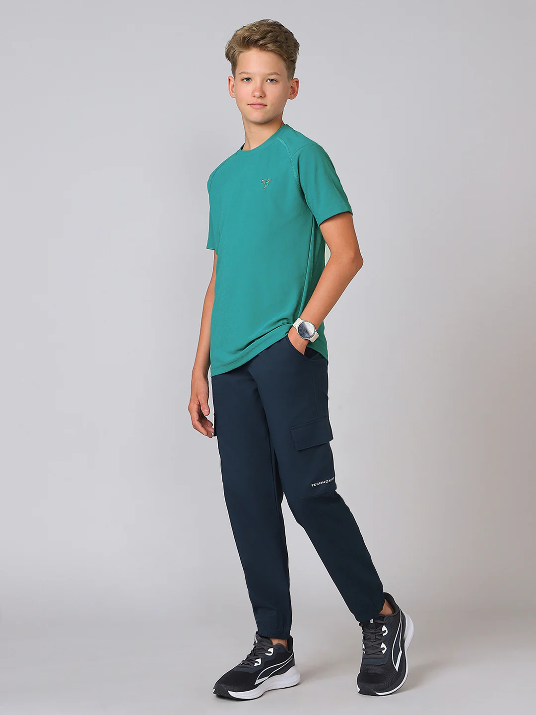 Boys Solid Slim Fit Crew Neck Sports T-shirt with MATPIQ - Image 5
