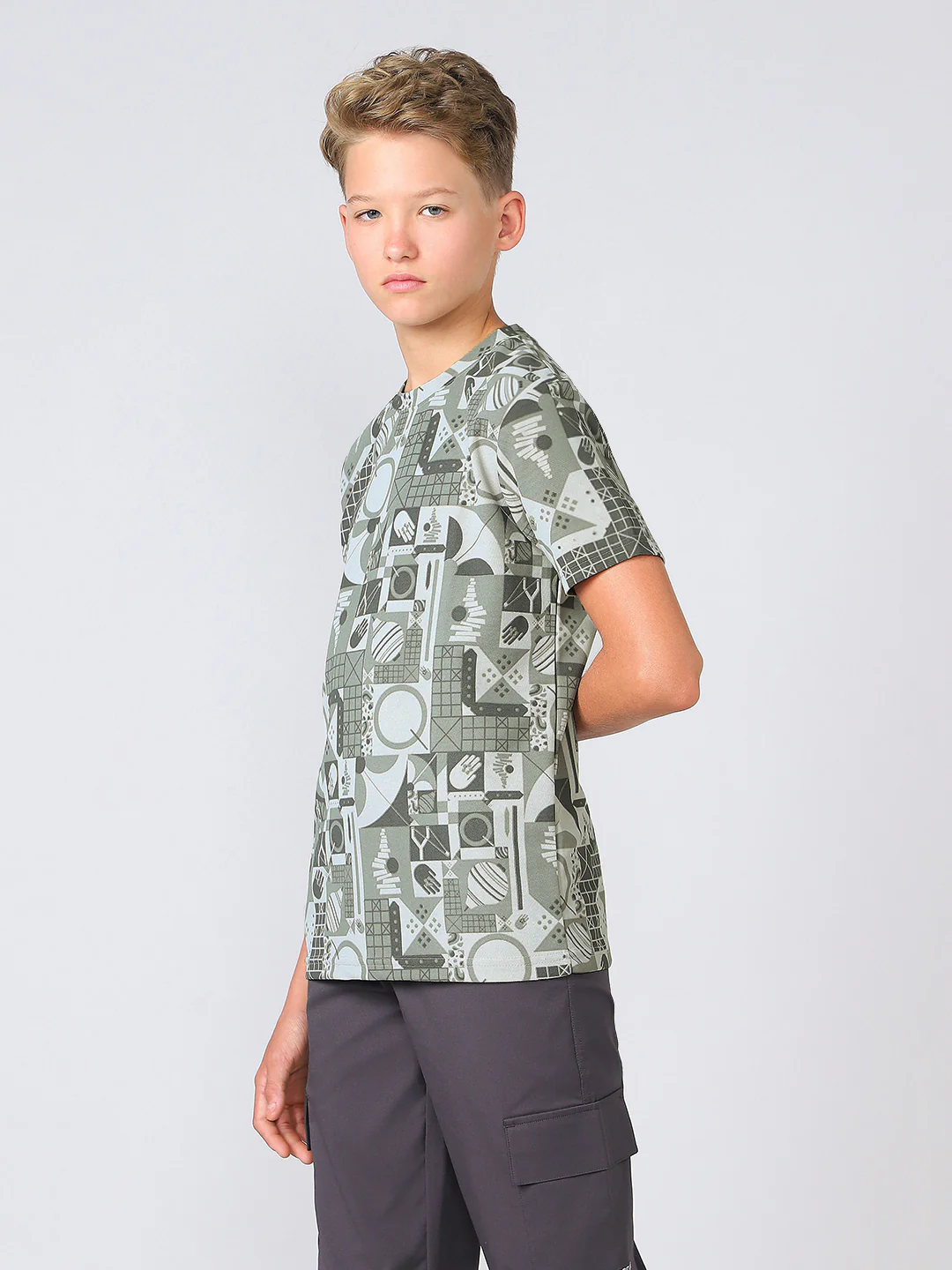 Boys Jacquard Slim Fit Crew Neck Sports T-shirt with MATPIQ - Image 3