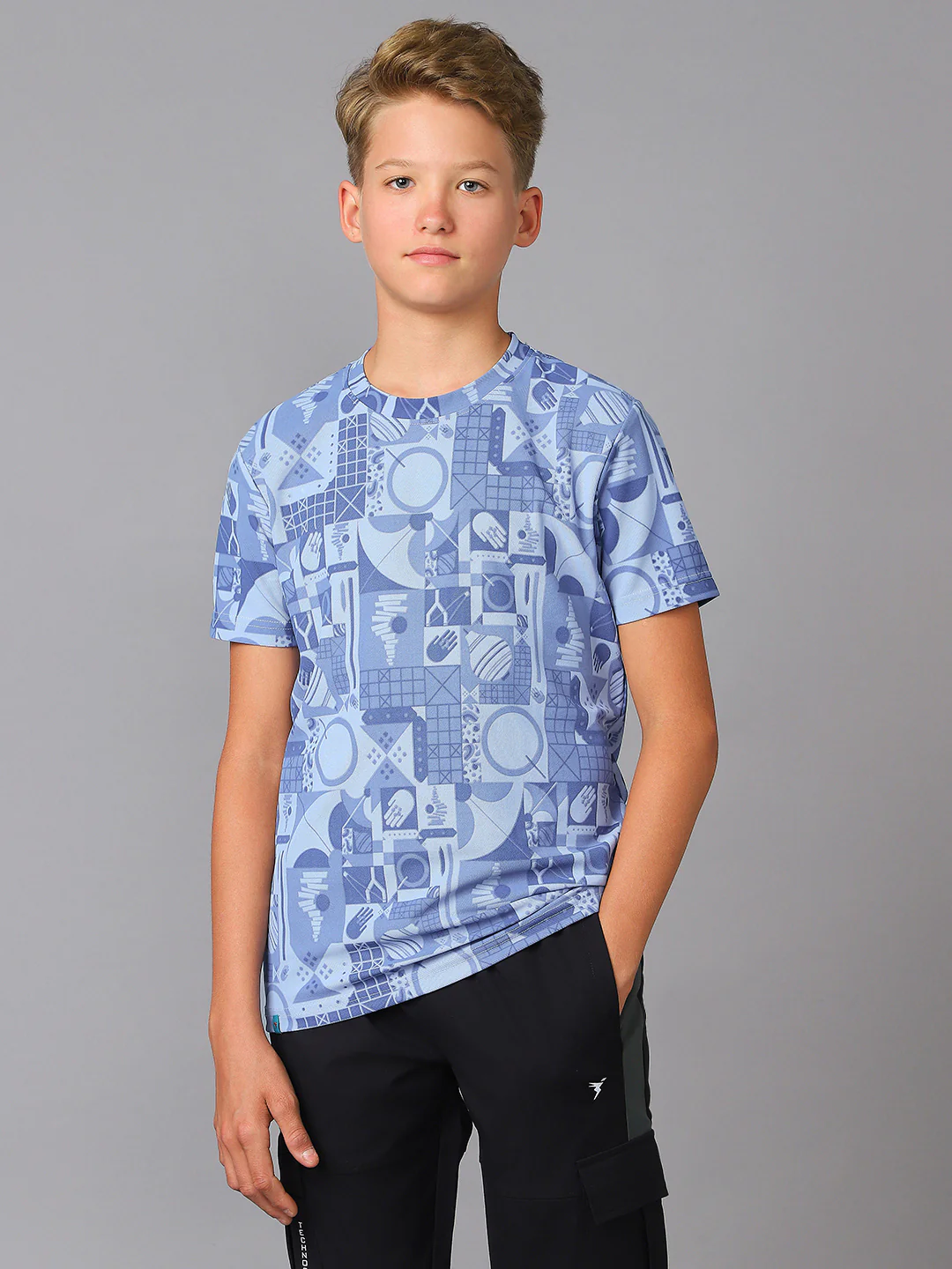 Boys Jacquard Slim Fit Crew Neck Sports T-shirt with MATPIQ - Image 2