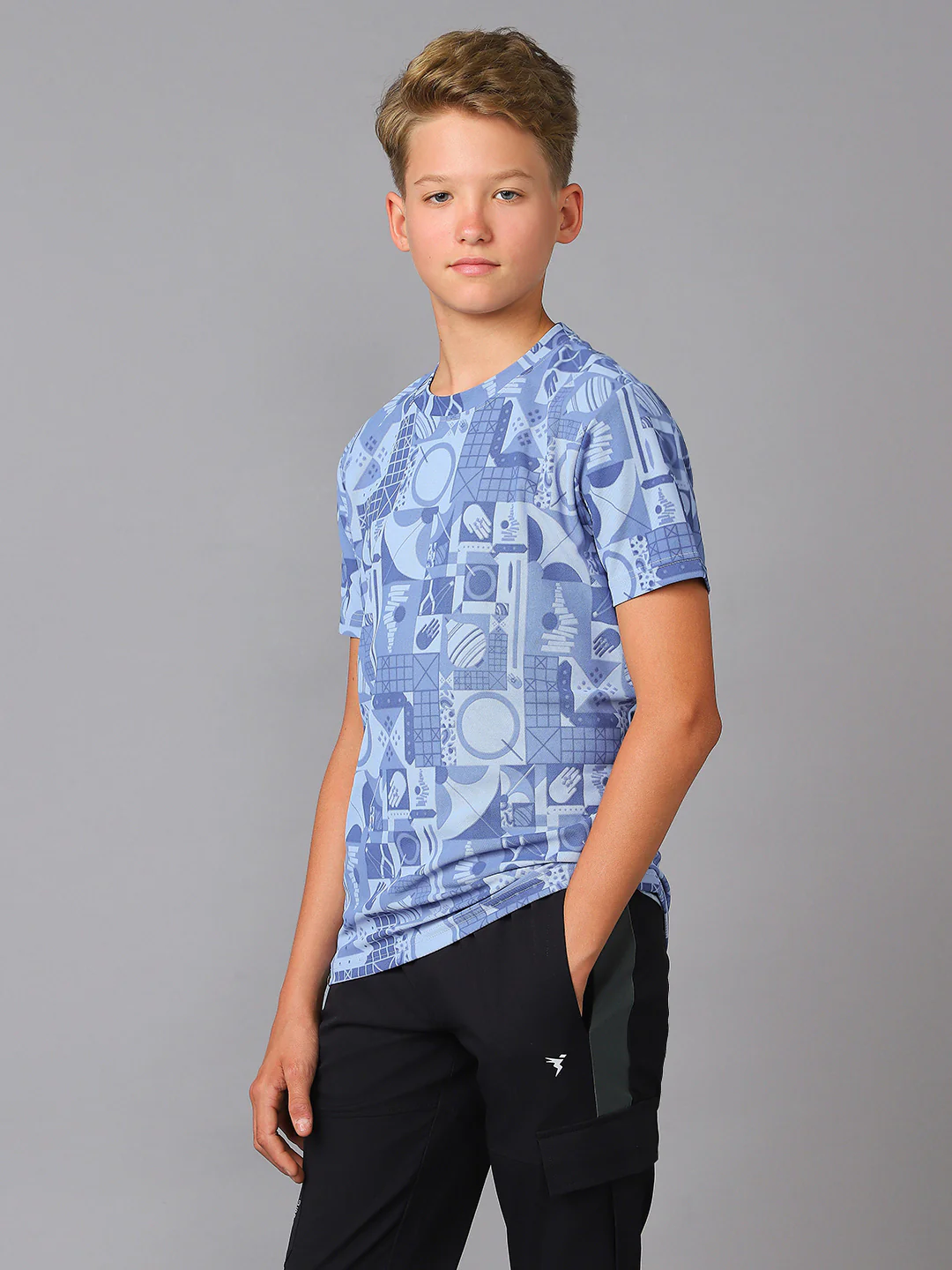 Boys Jacquard Slim Fit Crew Neck Sports T-shirt with MATPIQ - Image 4