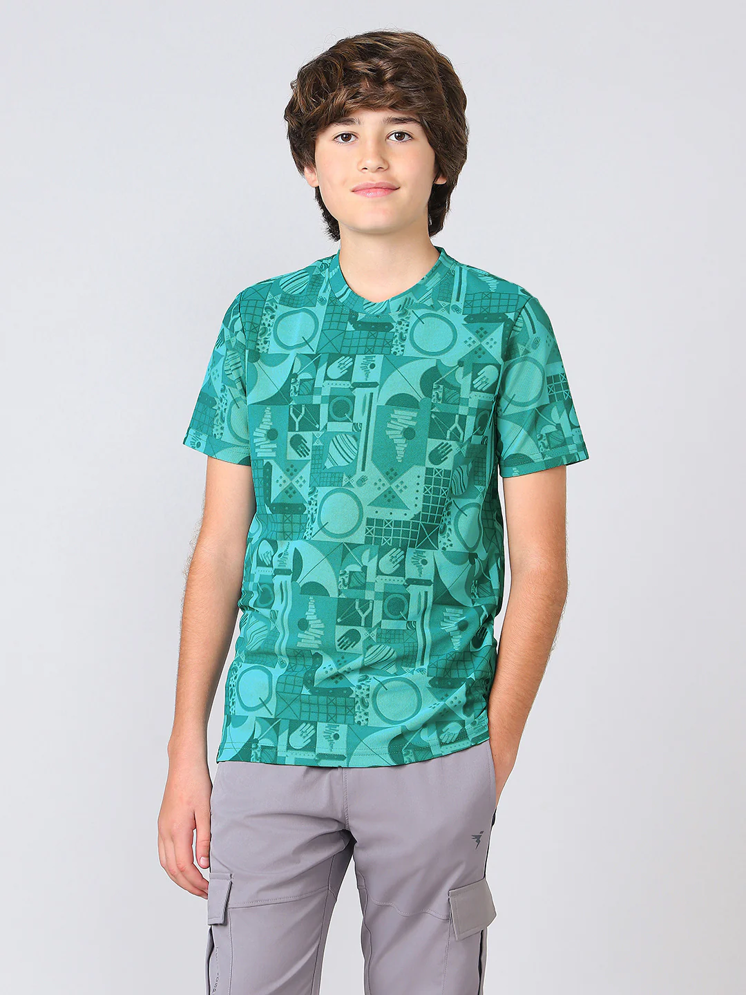 Boys Jacquard Slim Fit Crew Neck Sports T-shirt with MATPIQ - Image 2