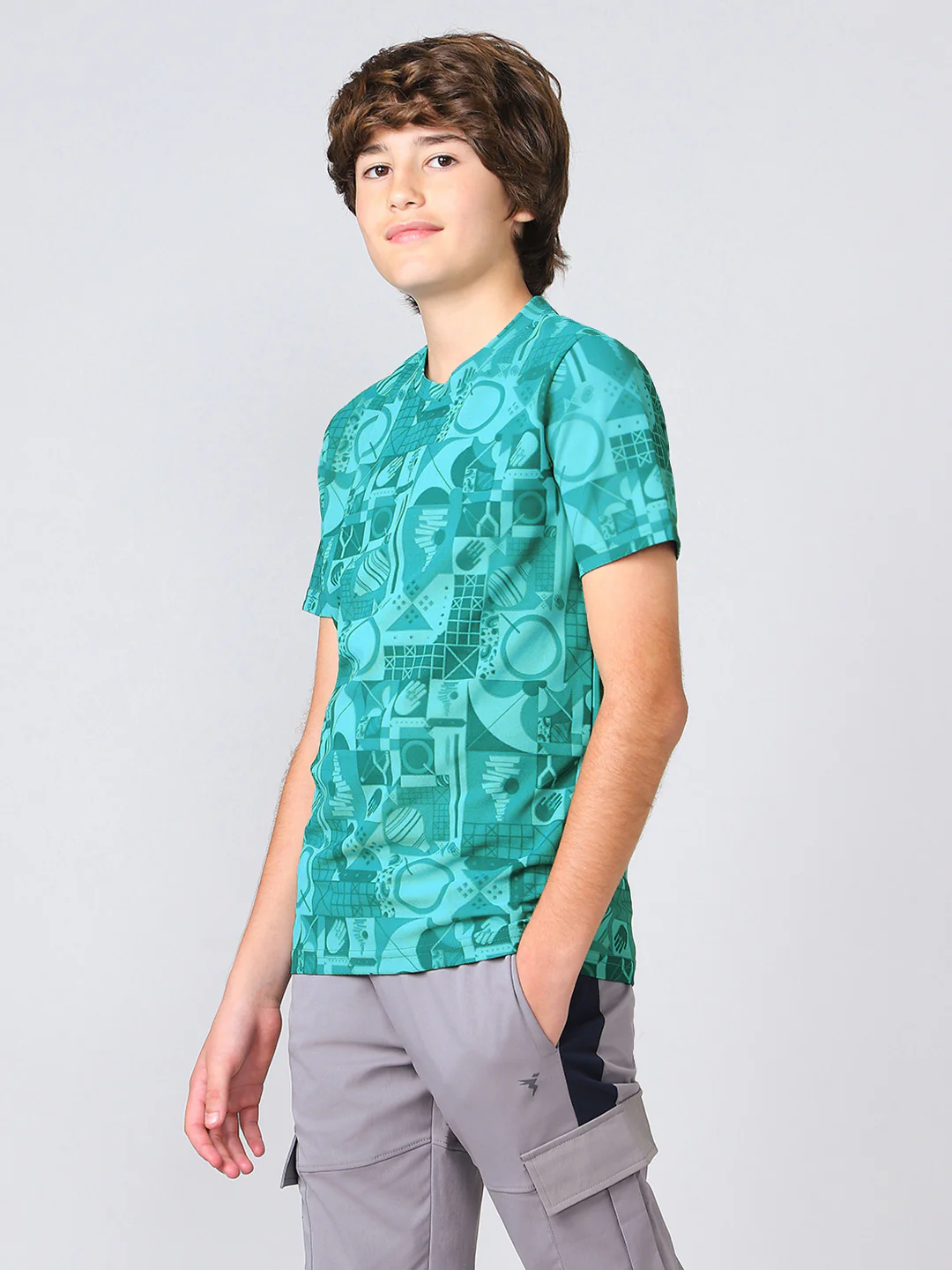 Boys Jacquard Slim Fit Crew Neck Sports T-shirt with MATPIQ - Image 4