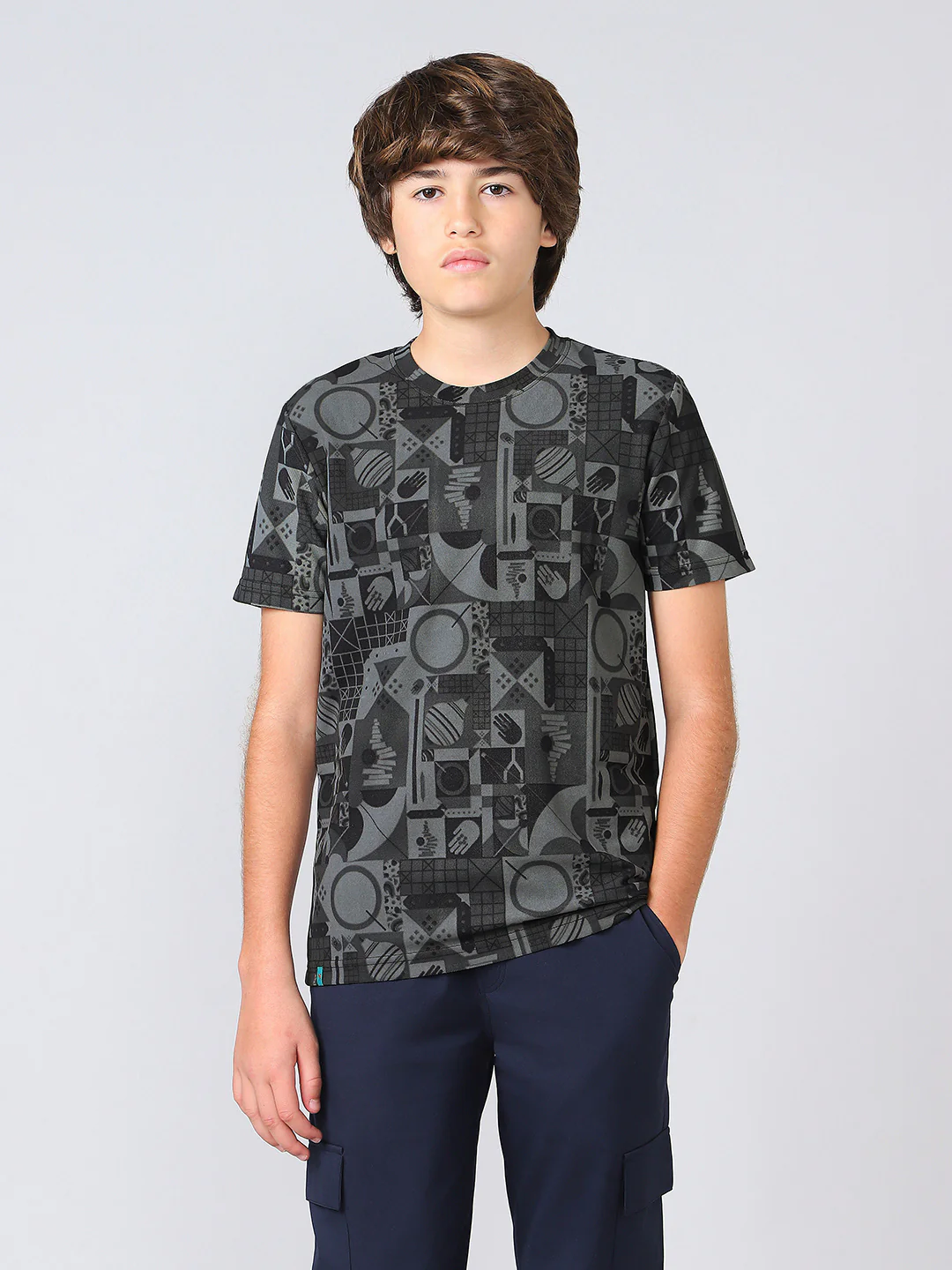 Boys Jacquard Slim Fit Crew Neck Sports T-shirt with MATPIQ - Image 2