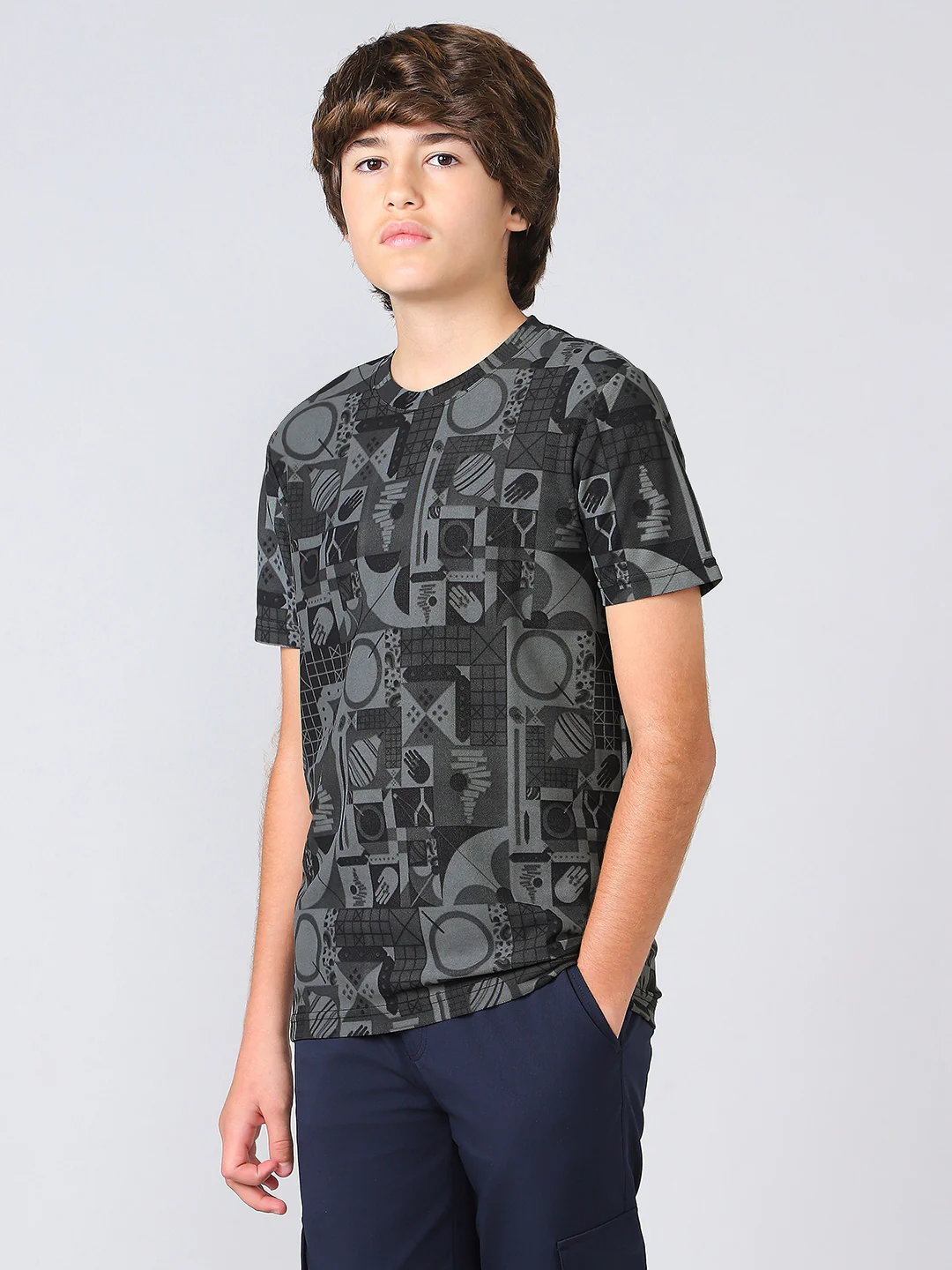 Boys Jacquard Slim Fit Crew Neck Sports T-shirt with MATPIQ - Image 4