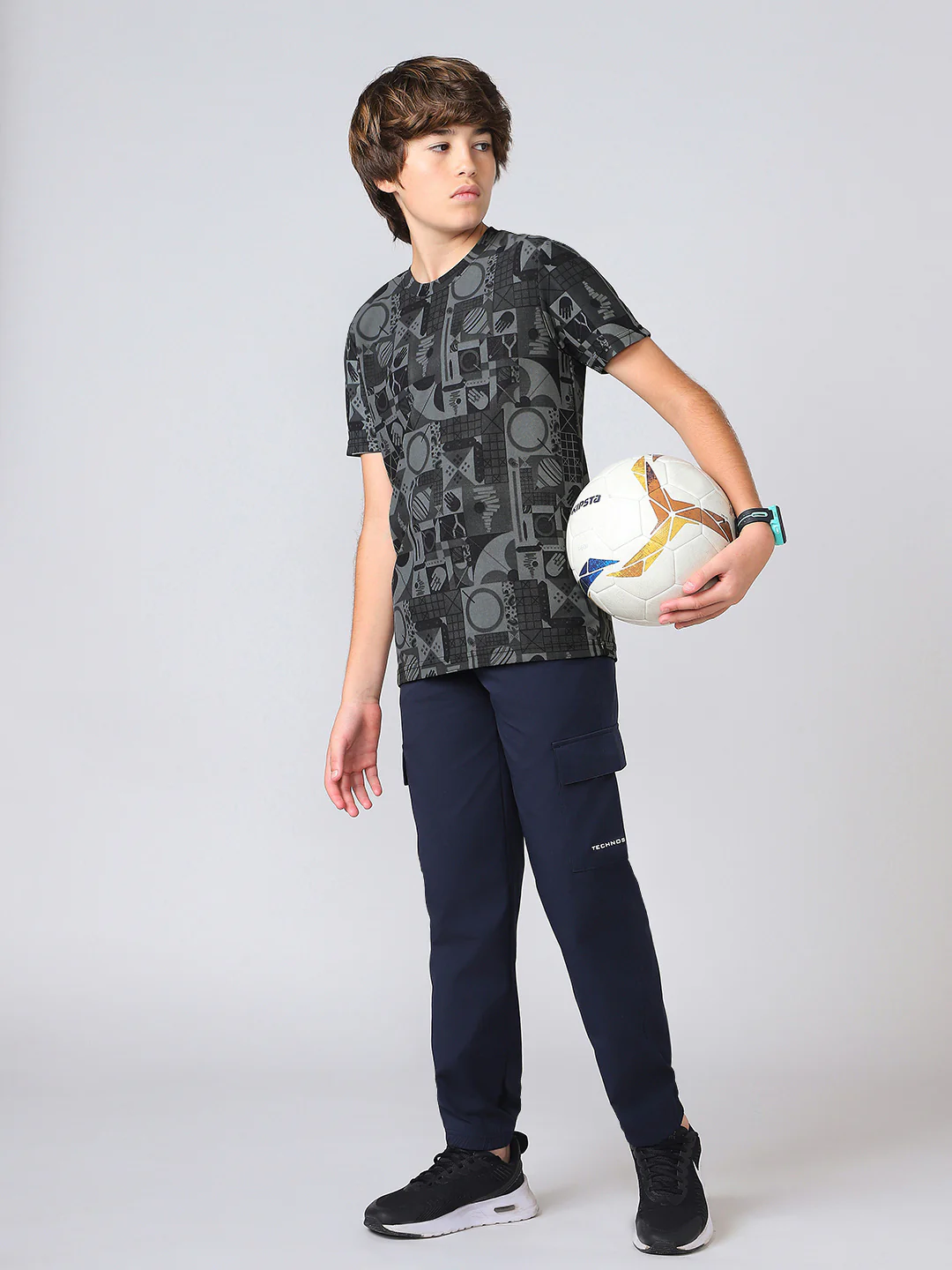 Boys Jacquard Slim Fit Crew Neck Sports T-shirt with MATPIQ - Image 5