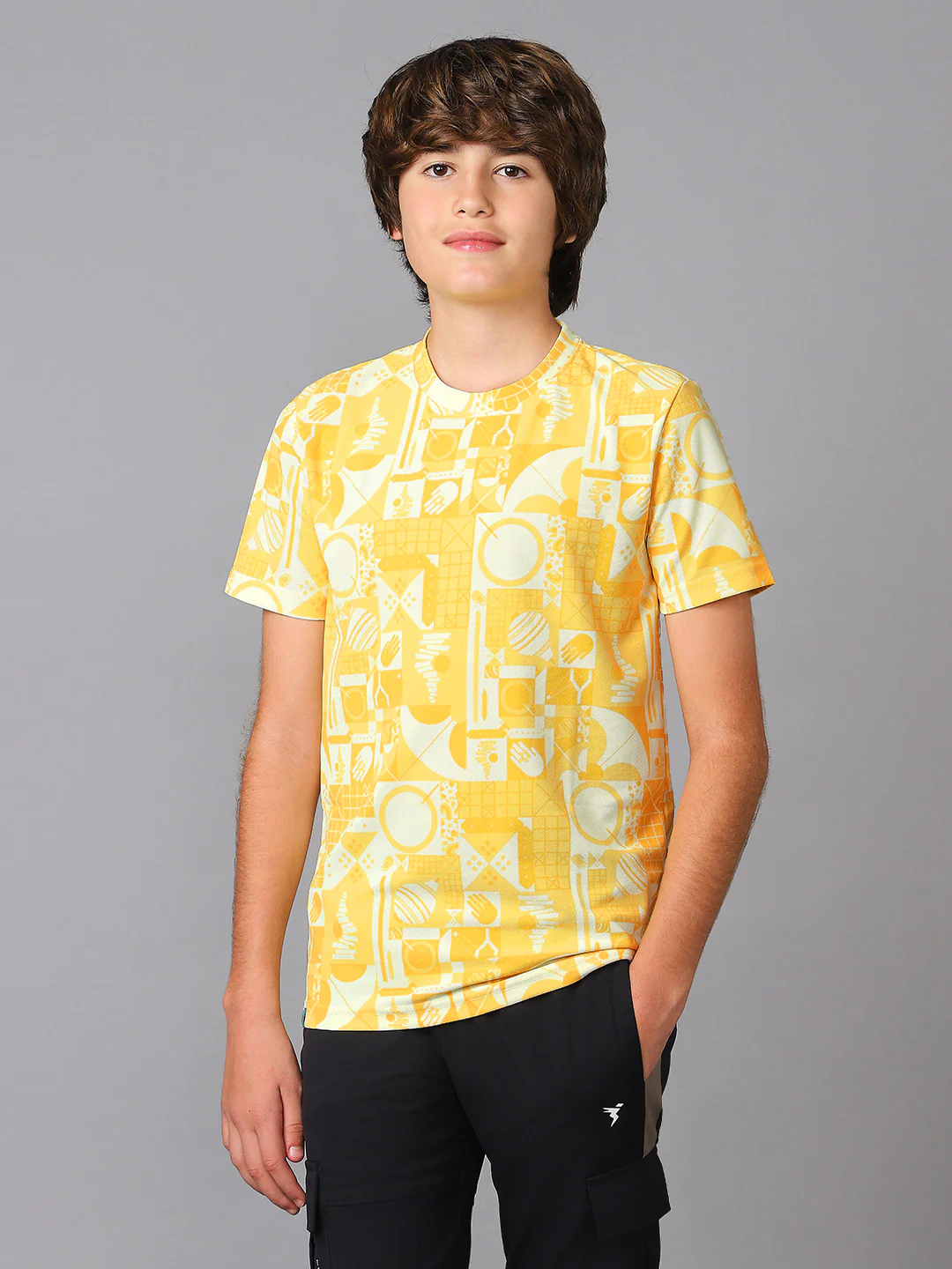 Boys Jacquard Slim Fit Crew Neck Sports T-shirt with MATPIQ - Image 2