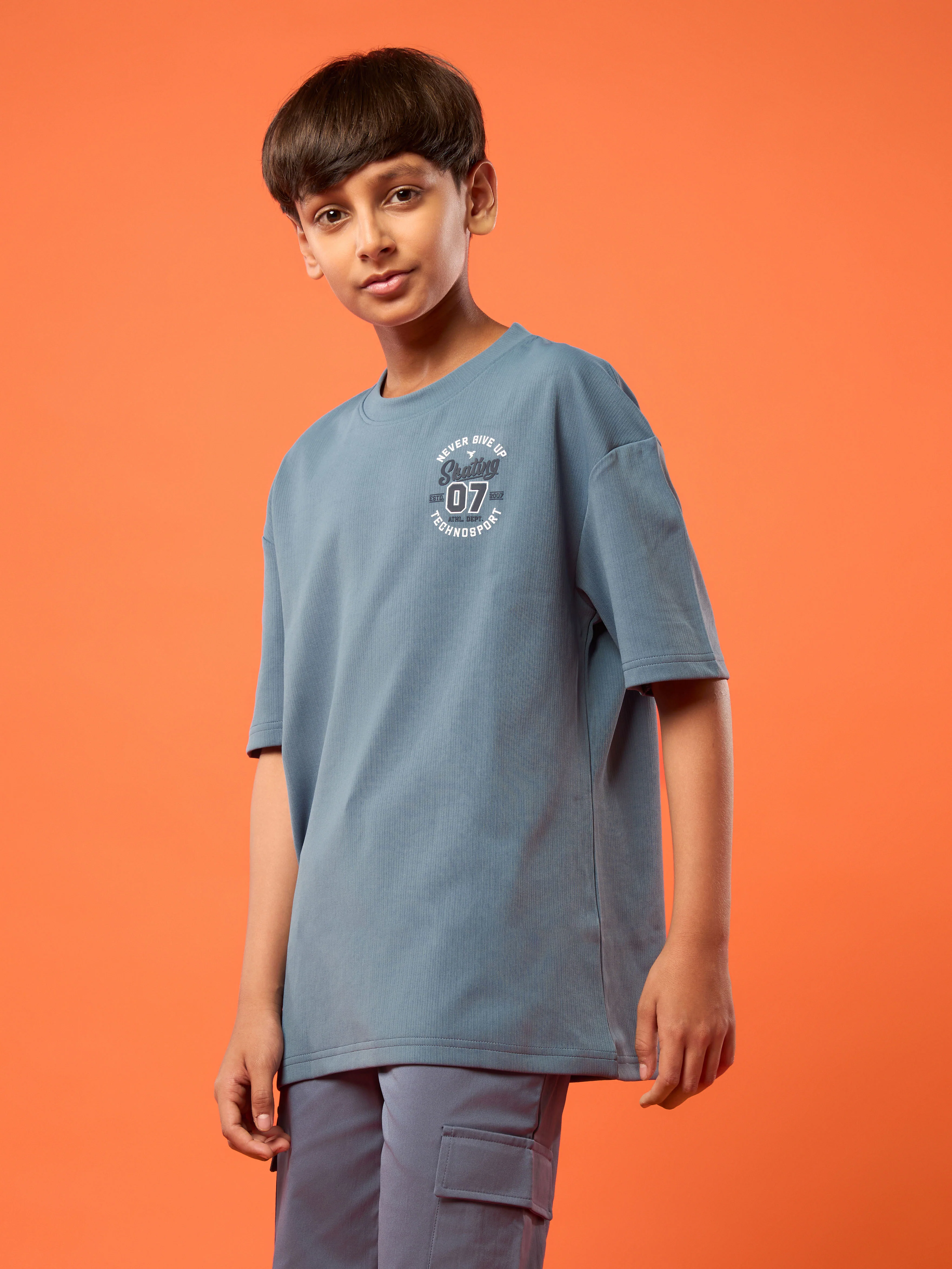 Boys Oversized Printed Round Neck Sports T-shirt with ELASTOPLUS - Image 4