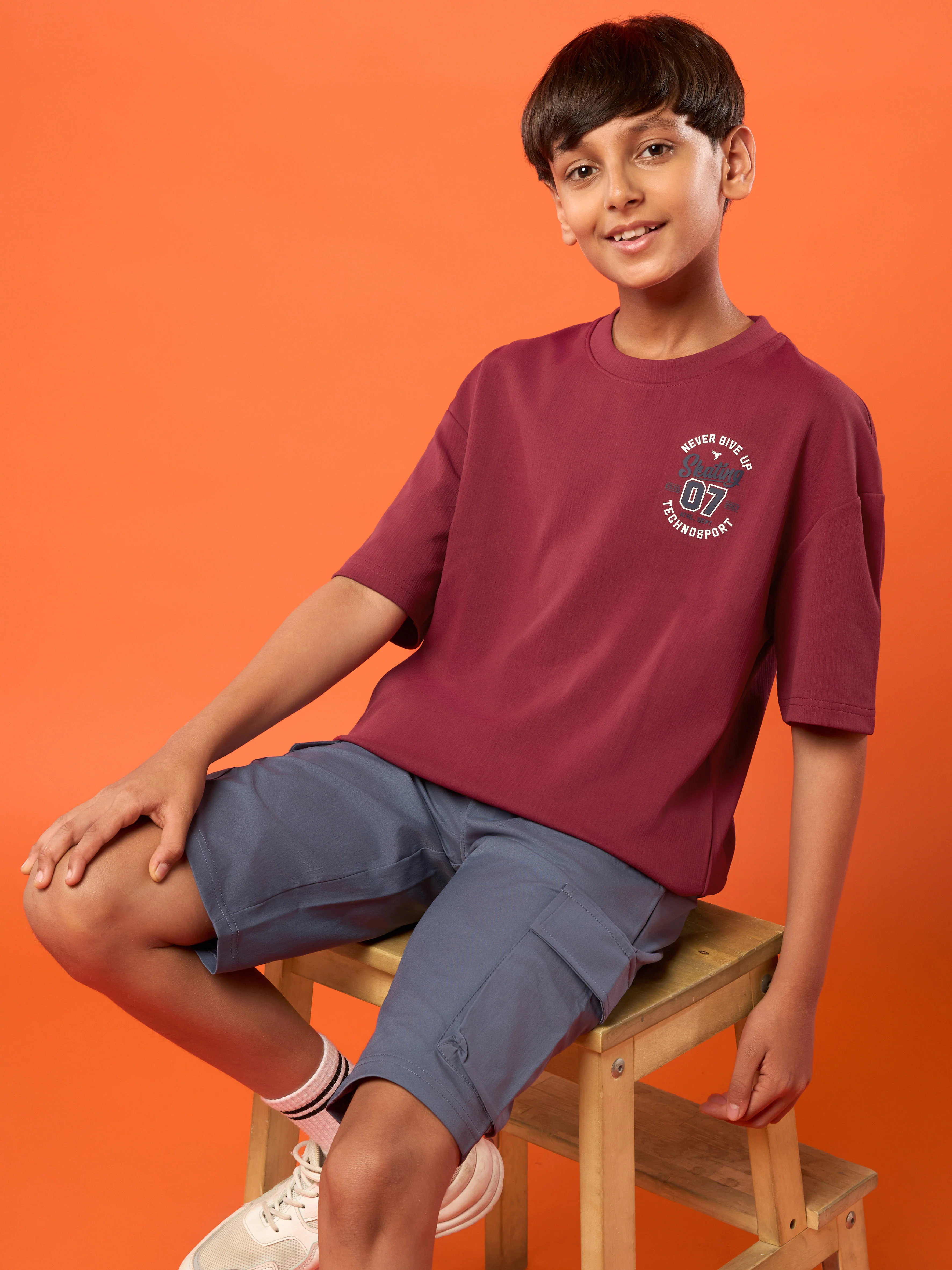 Boys Oversized Printed Round Neck Sports T-shirt with ELASTOPLUS - Image 5