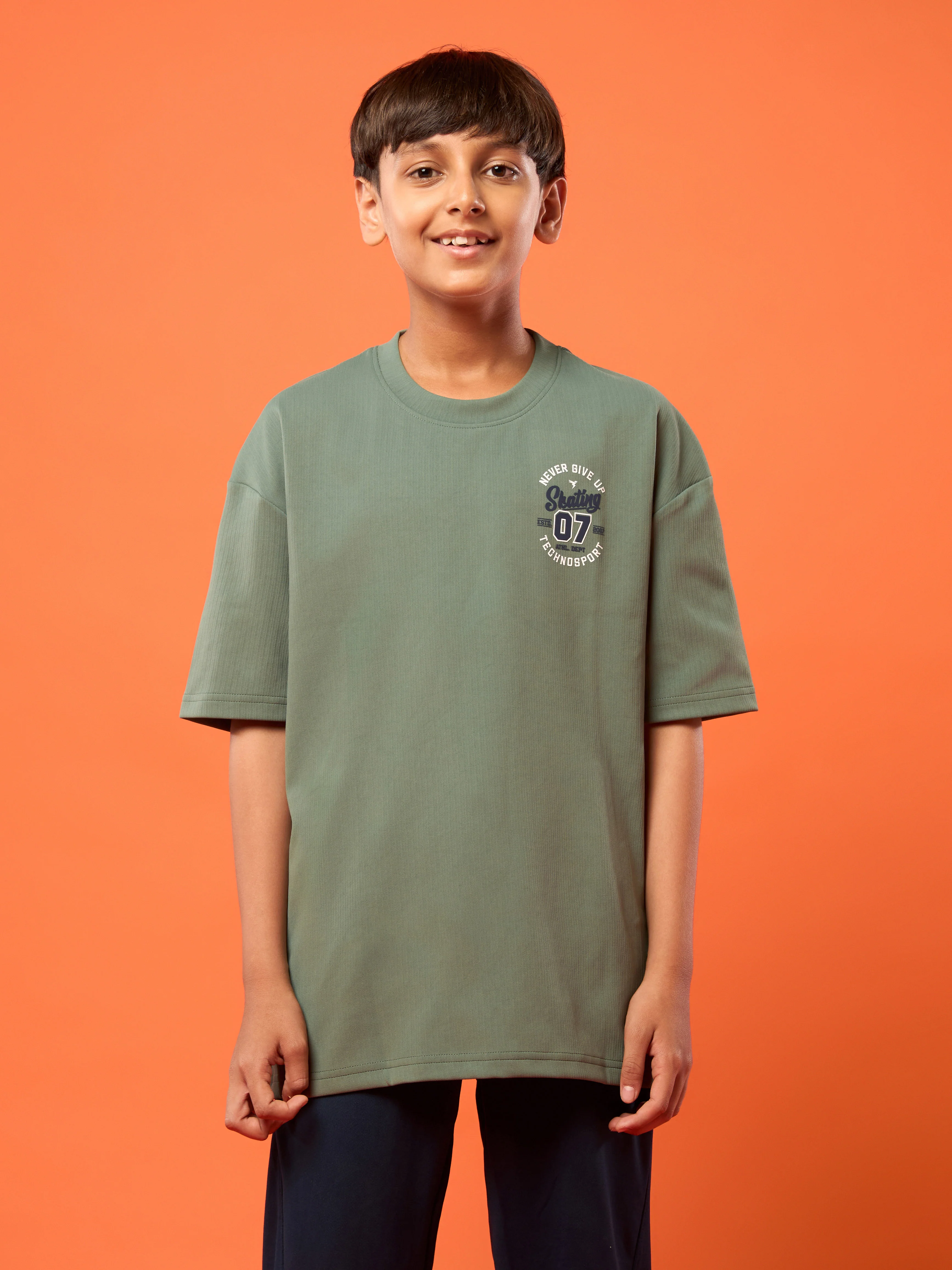 Boys Oversized Printed Round Neck Sports T-shirt with ELASTOPLUS - Image 2