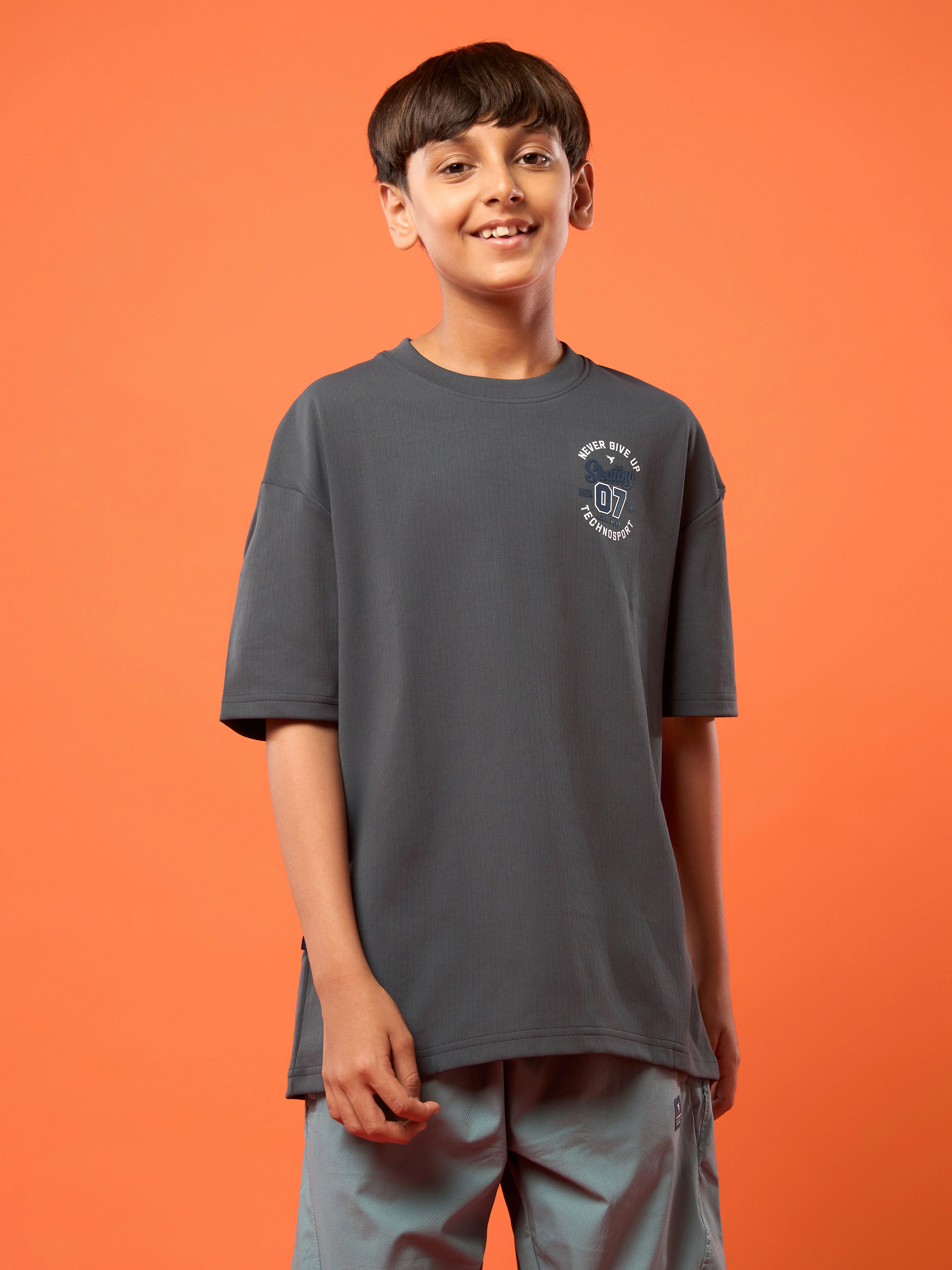 Boys Oversized Printed Round Neck Sports T-shirt with ELASTOPLUS - Image 2