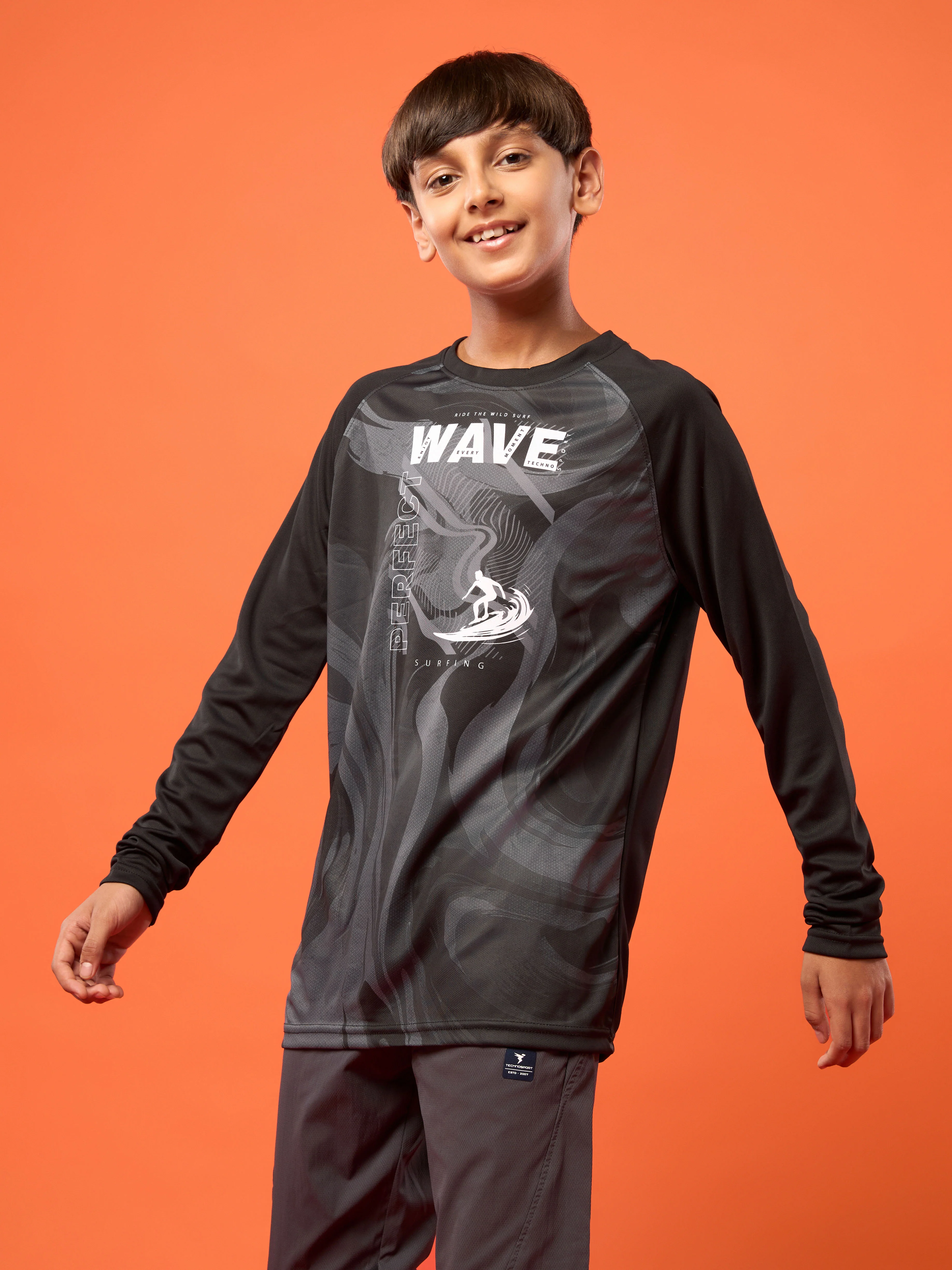 Boys Printed Slim Fit Crew Neck T-shirt with TECHNO COOL+ - Image 4