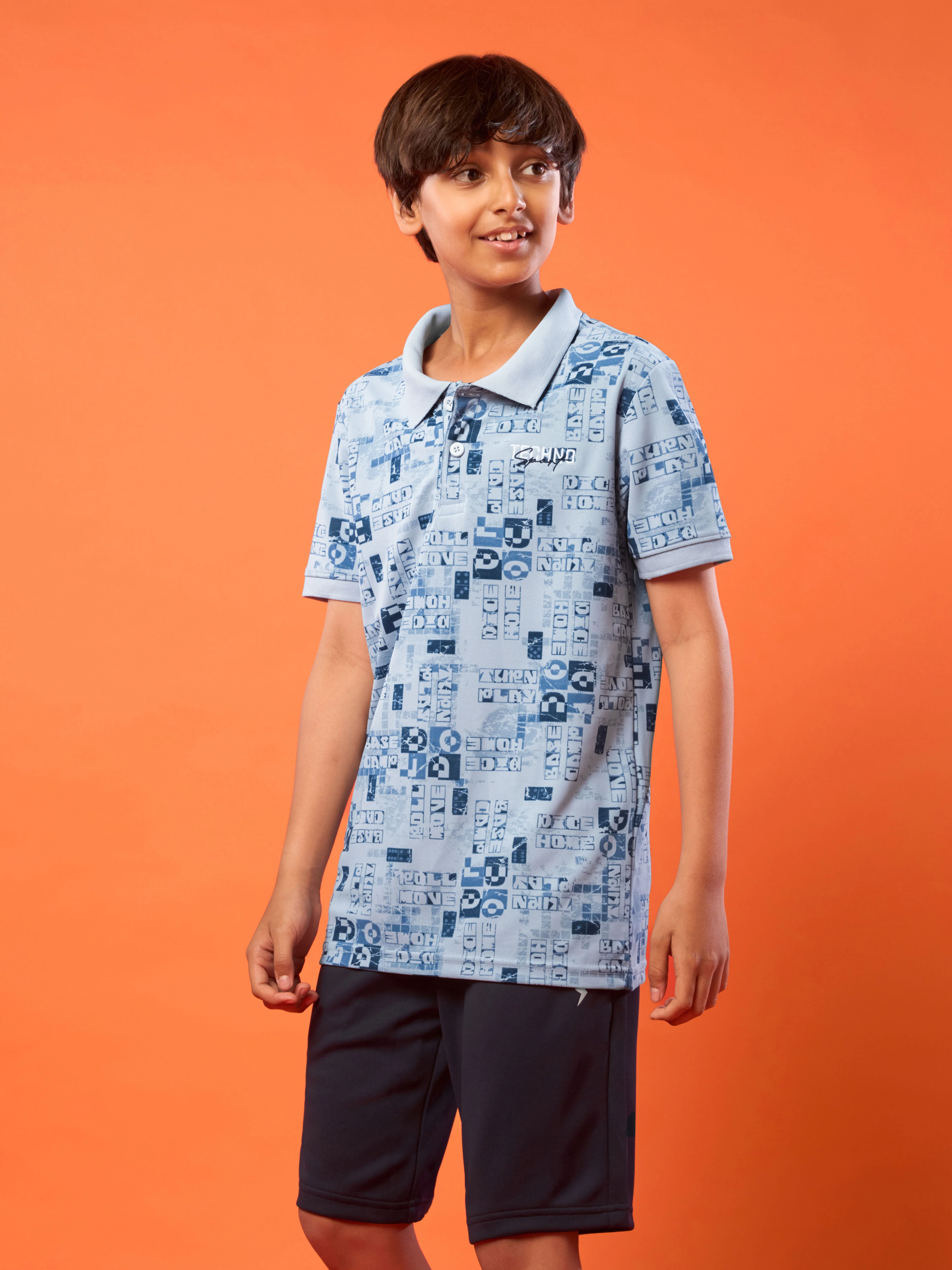 Boys Printed Slim Fit Polo Sports T-shirt with MATPIQ - Image 3