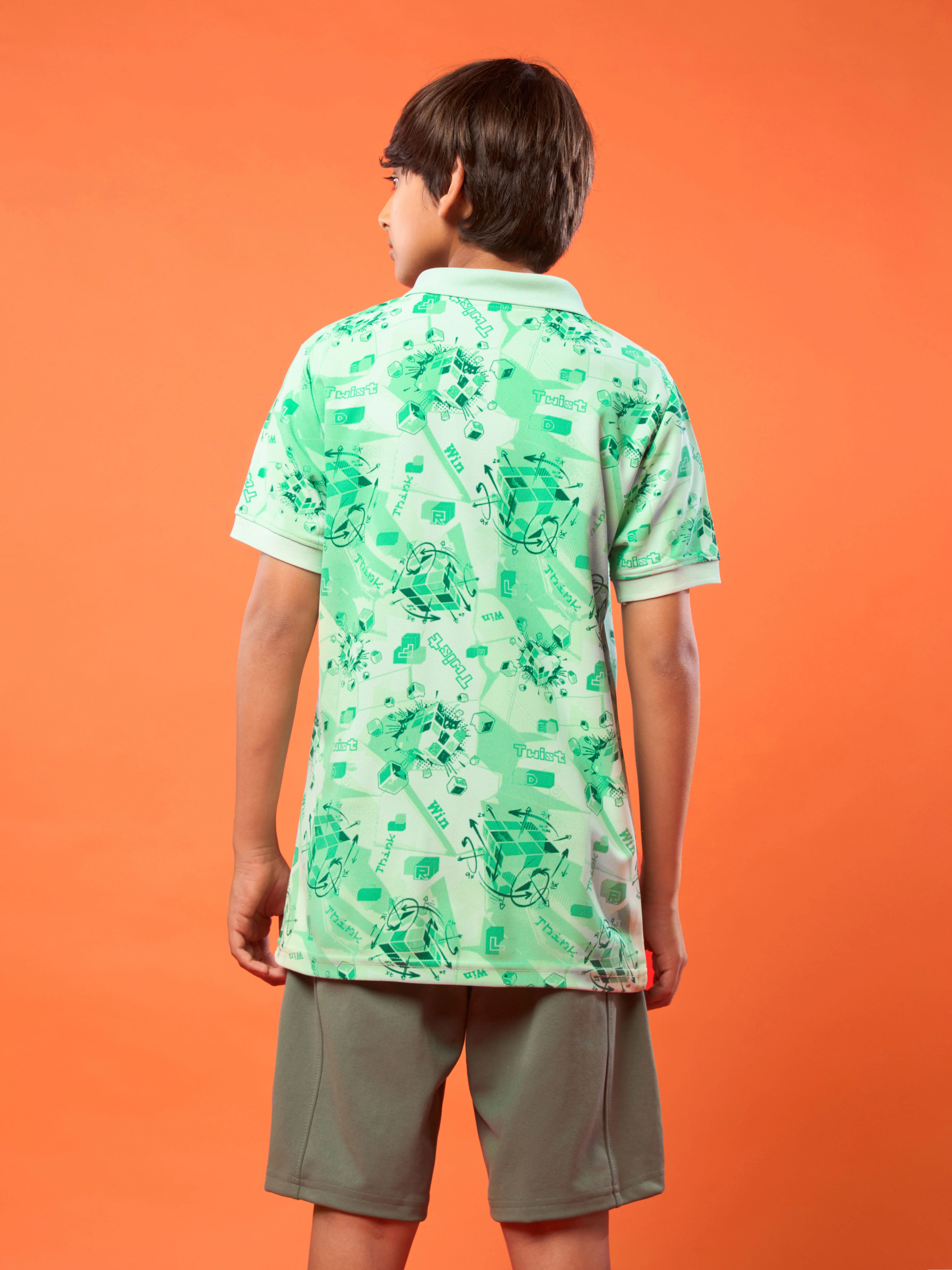 Boys Printed Slim Fit Polo Sports T-shirt with MATPIQ - Image 3
