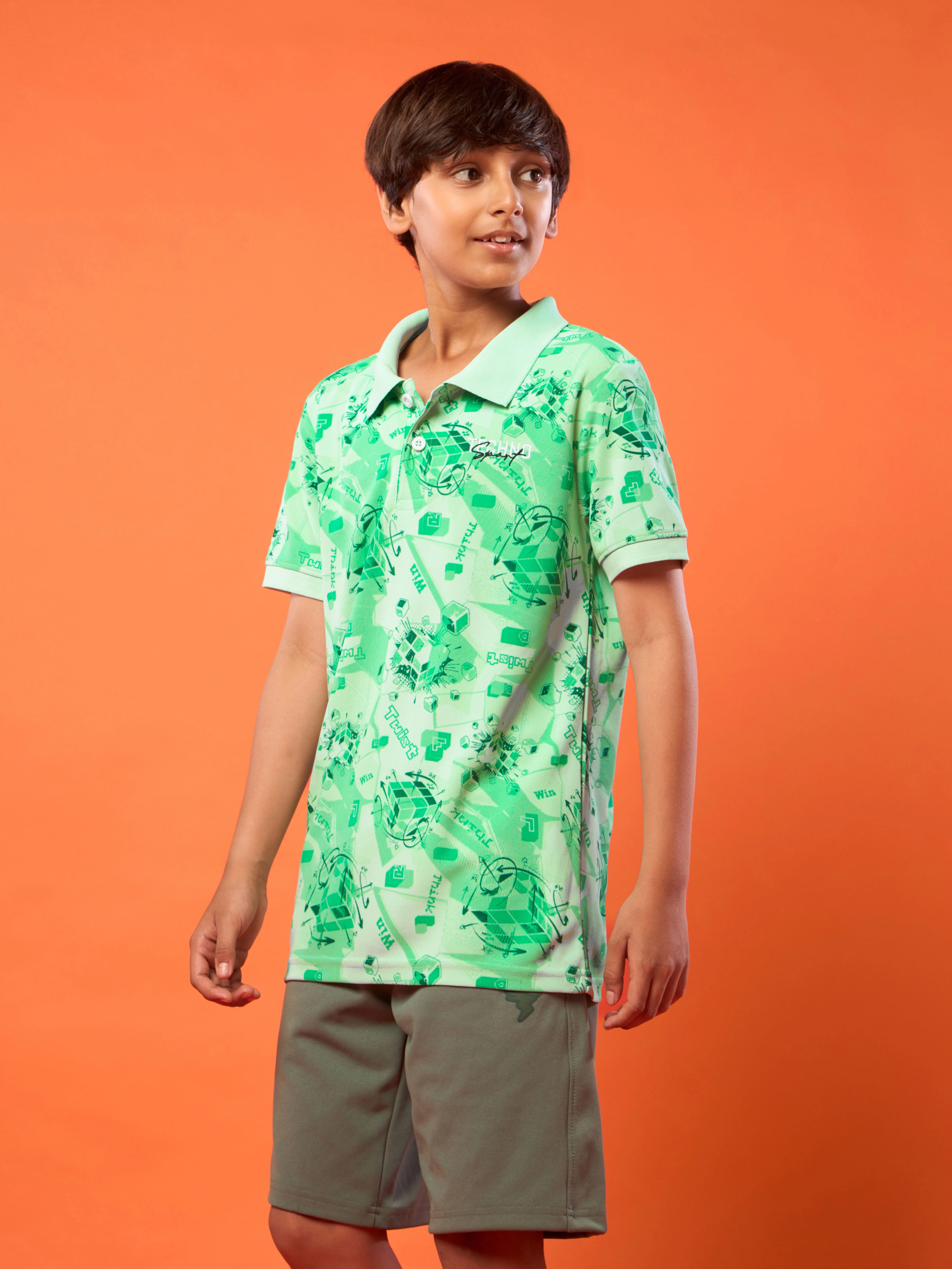 Boys Printed Slim Fit Polo Sports T-shirt with MATPIQ - Image 4