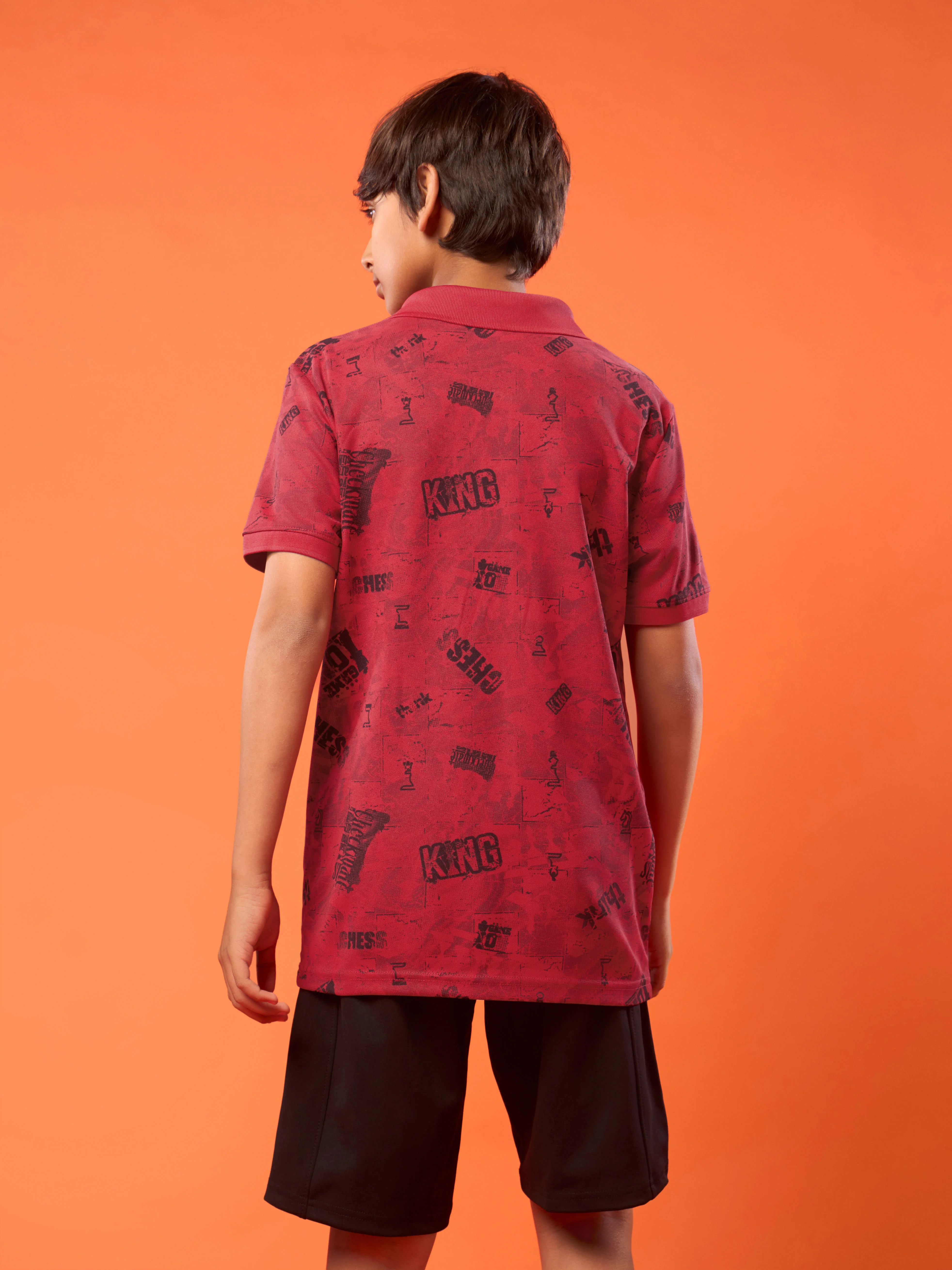 Boys Printed Slim Fit Polo Sports T-shirt with MATPIQ - Image 2