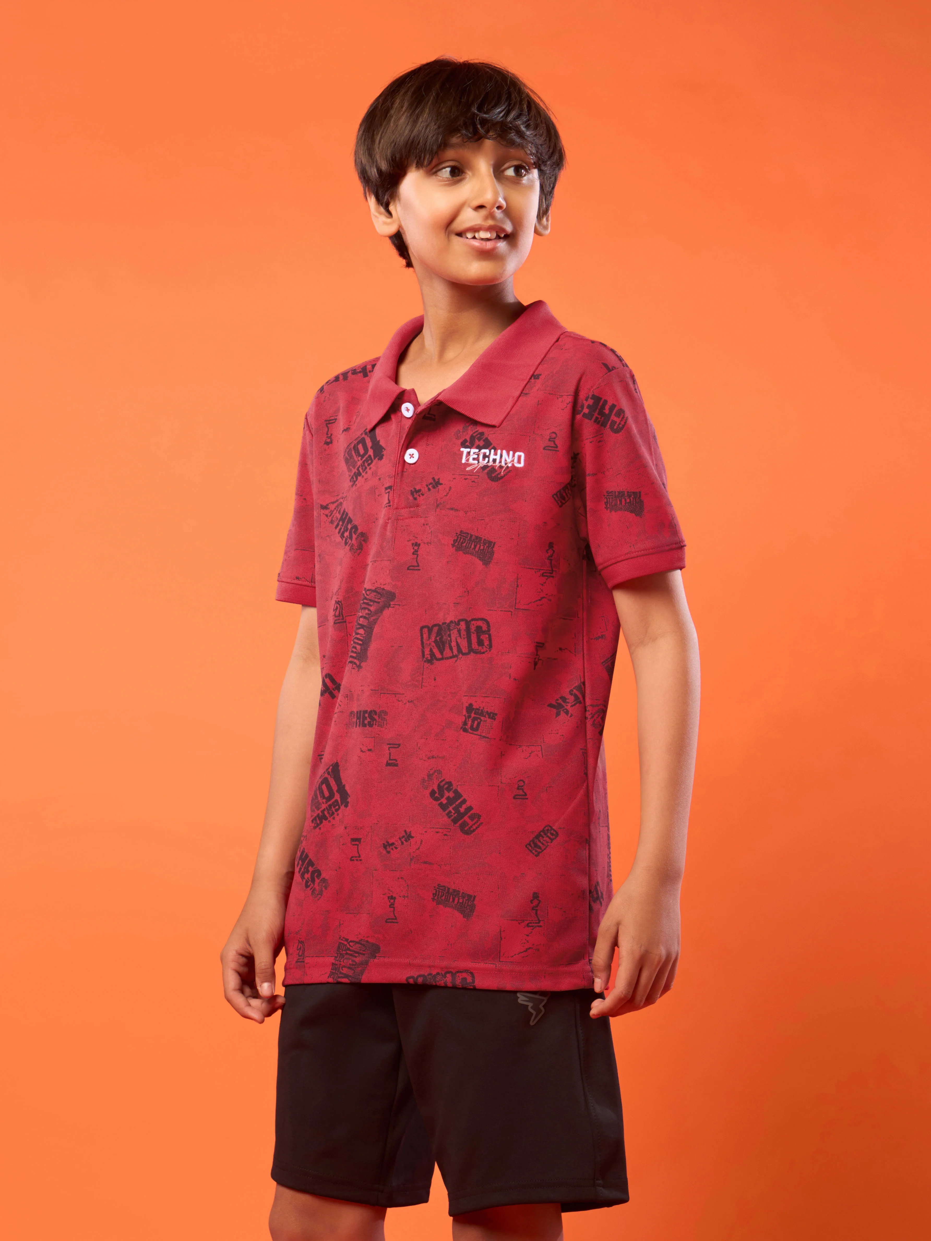Boys Printed Slim Fit Polo Sports T-shirt with MATPIQ - Image 3