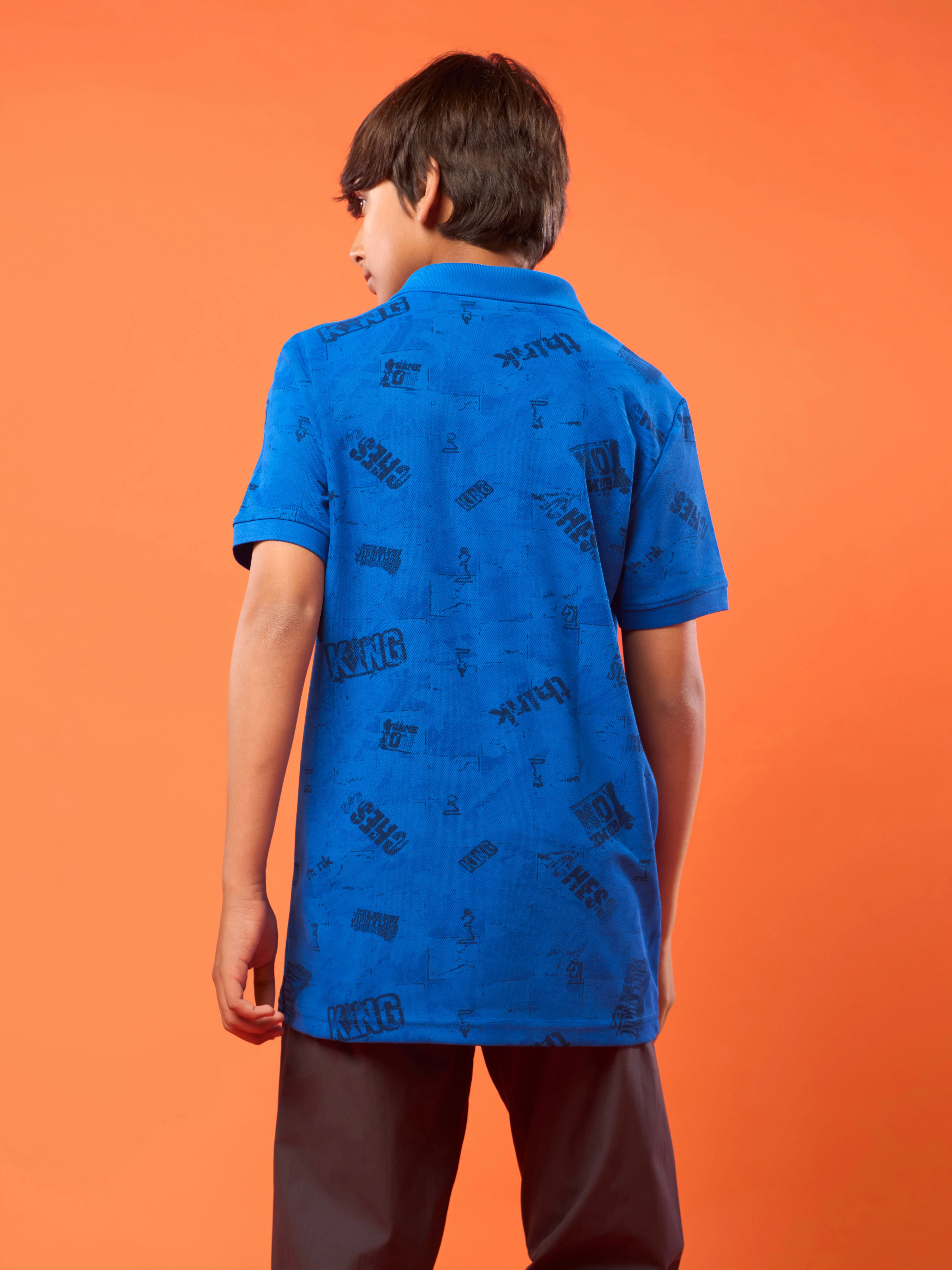 Boys Printed Slim Fit Polo Sports T-shirt with MATPIQ - Image 3